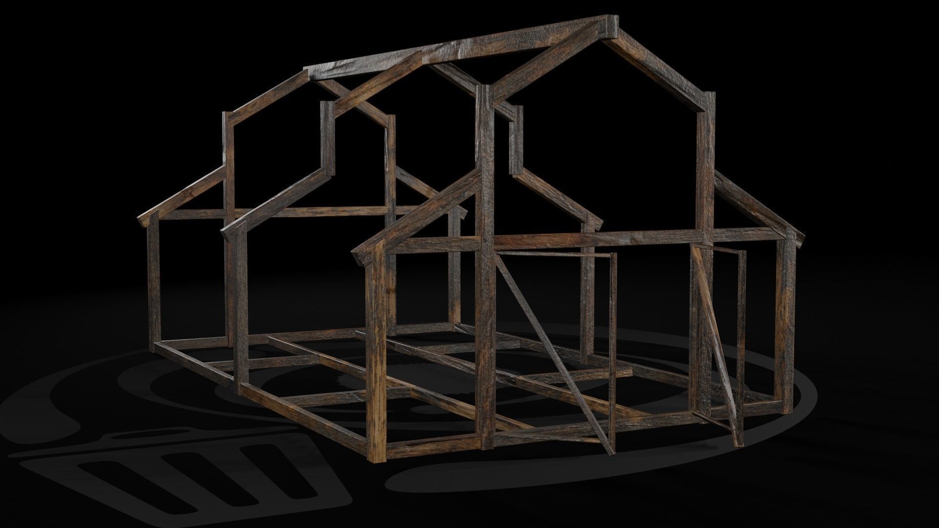 AAA Wooden Enterable Medieval Primal Warehouse 02 R Low-poly 3D model_8