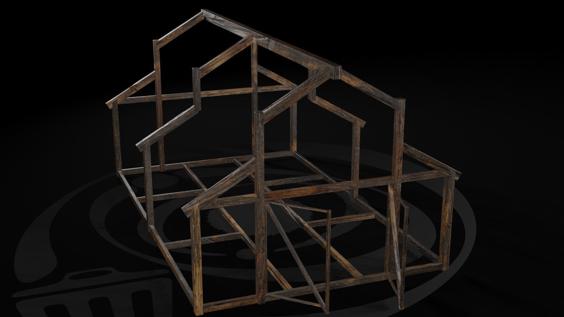AAA Wooden Enterable Medieval Primal Warehouse 02 R Low-poly 3D model_9