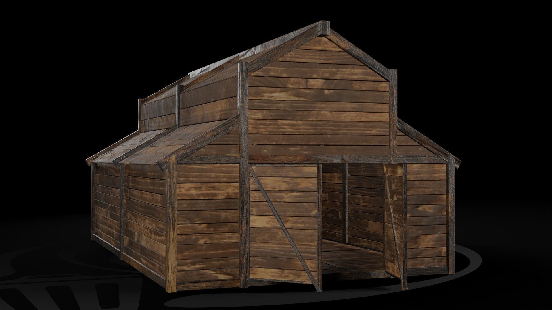 AAA Wooden Enterable Medieval Primal Warehouse 02 R Low-poly 3D model_6