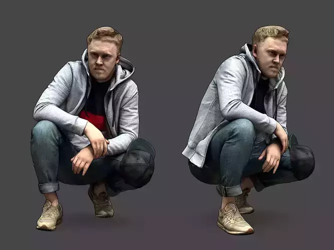 Guy Squatting 3D model