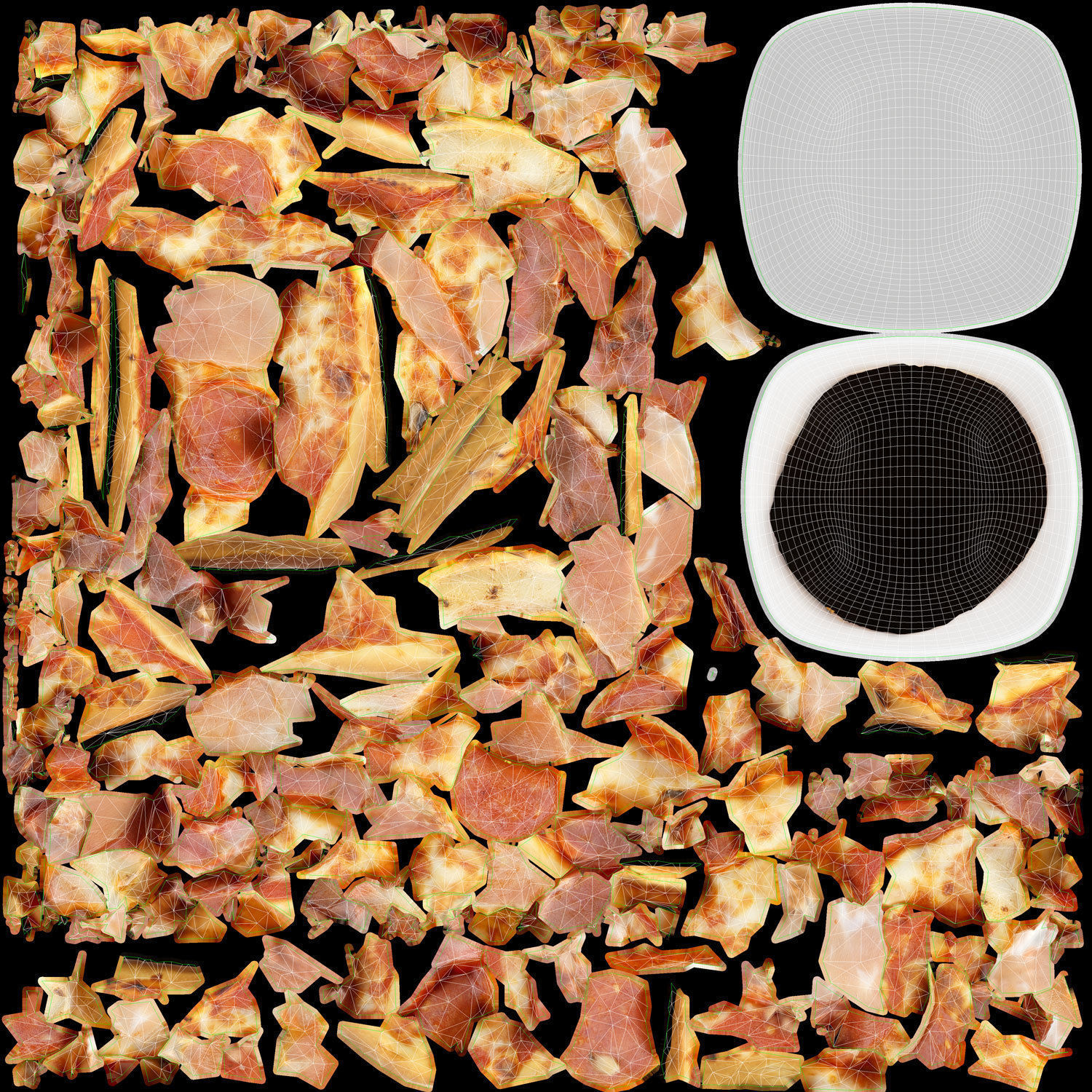 Pizza with meat and cheese on plate Low-poly 3D model_16