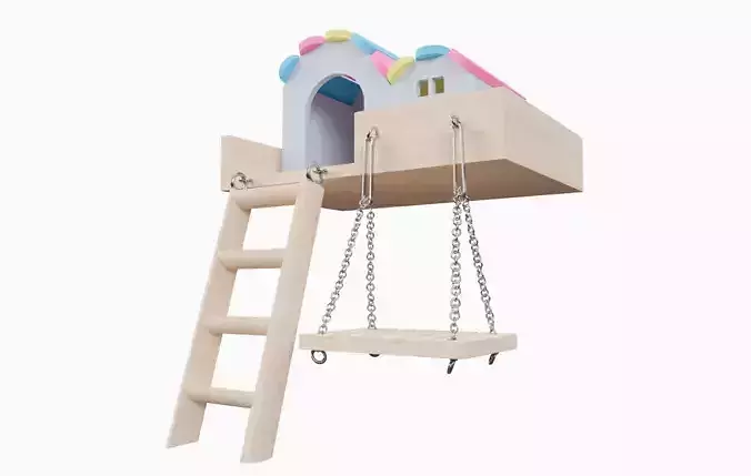Mini House With Swing For Hamster Low-poly 3D model