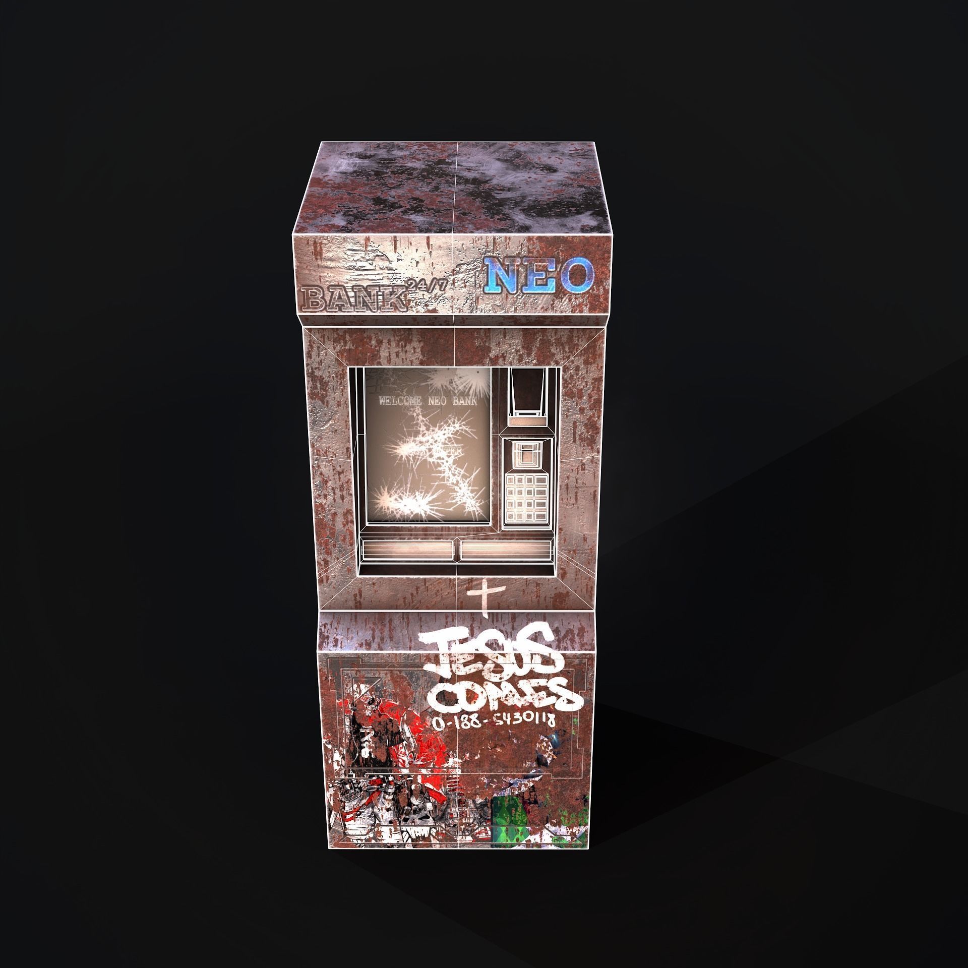 rusty atm Low-poly 3D model_7