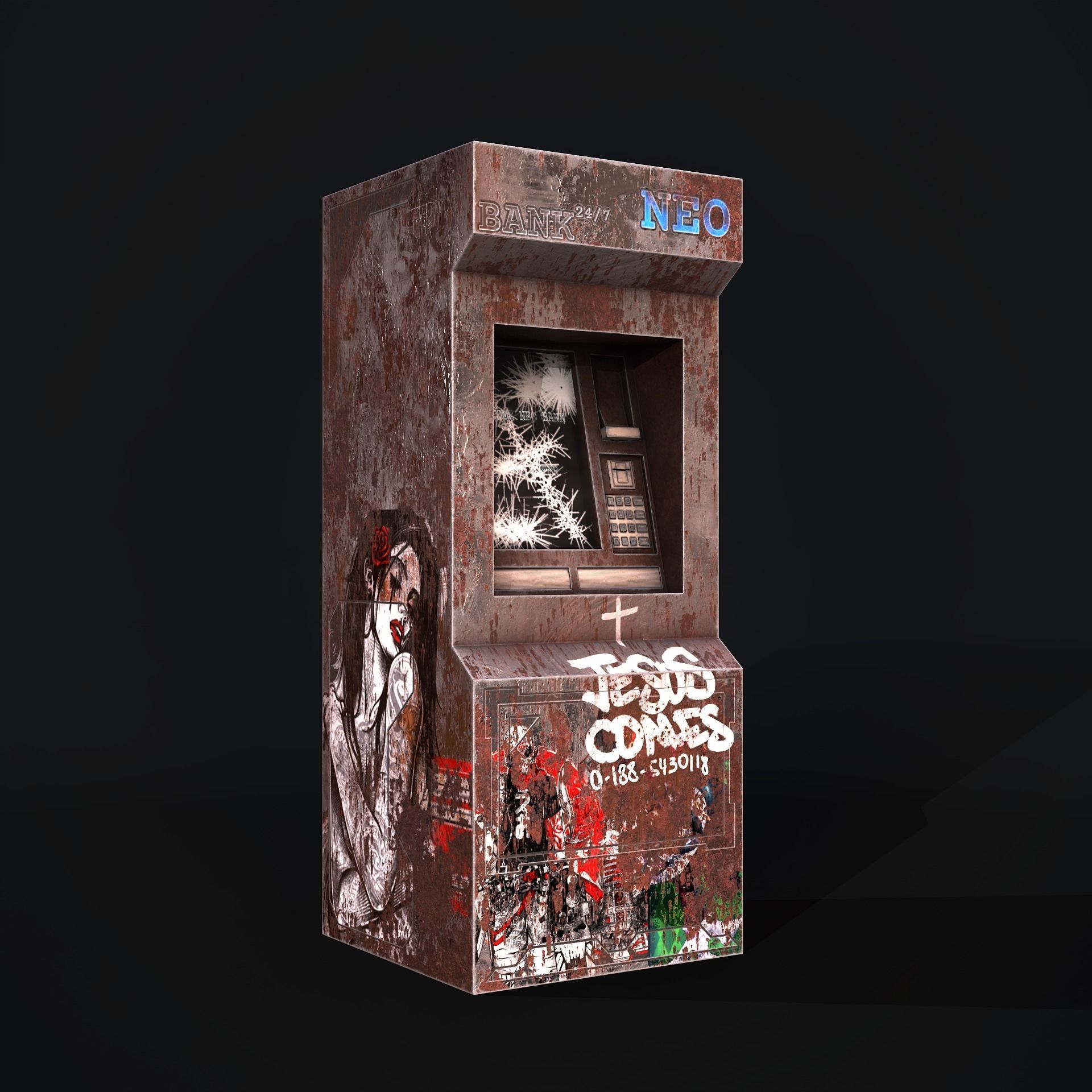 rusty atm Low-poly 3D model_5