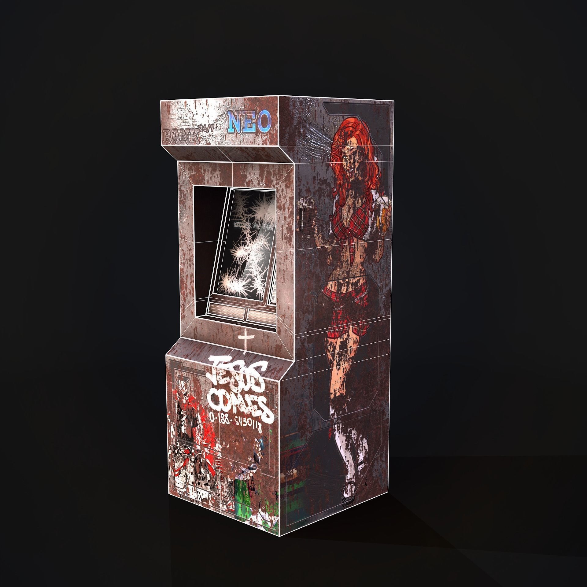 rusty atm Low-poly 3D model_6