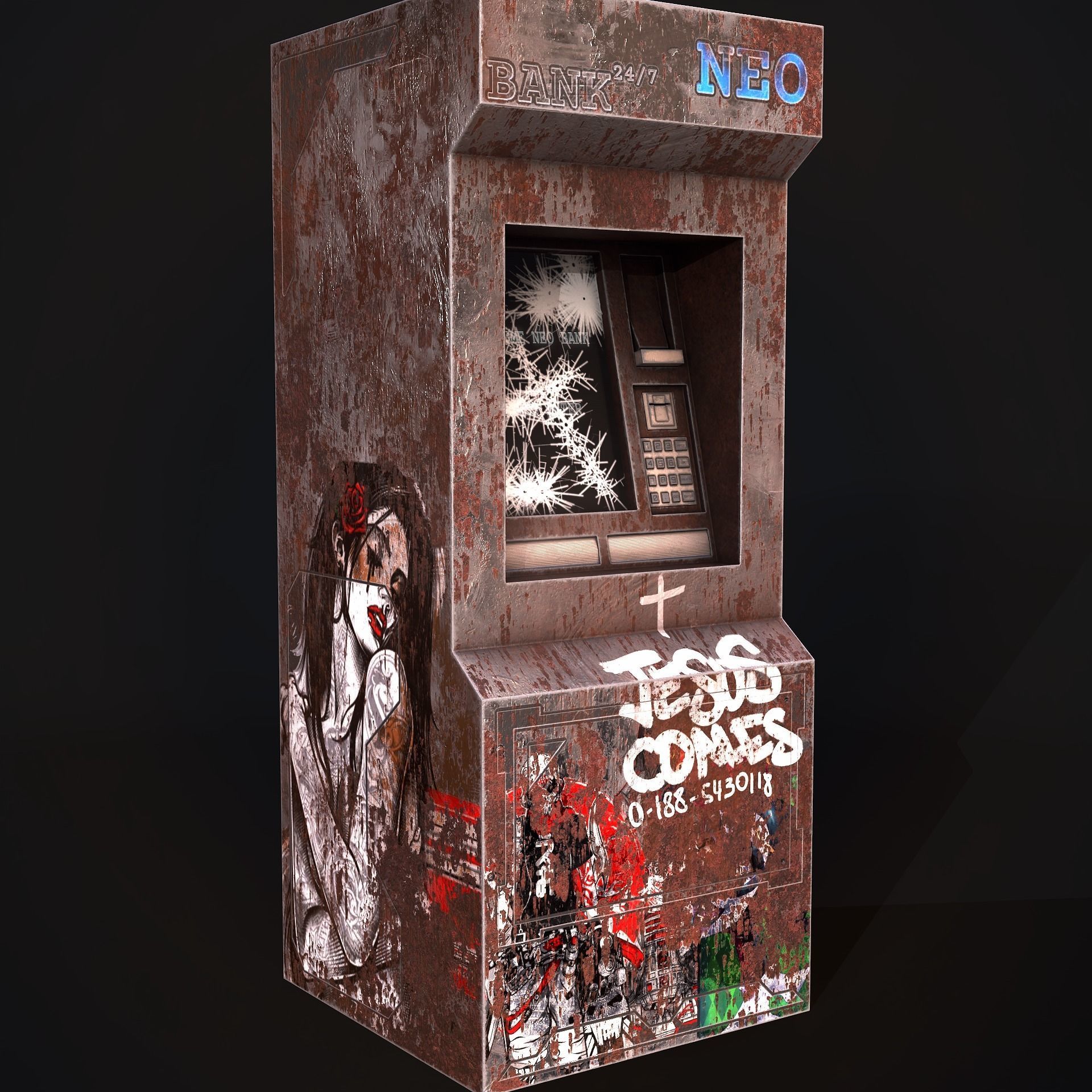 rusty atm Low-poly 3D model_2