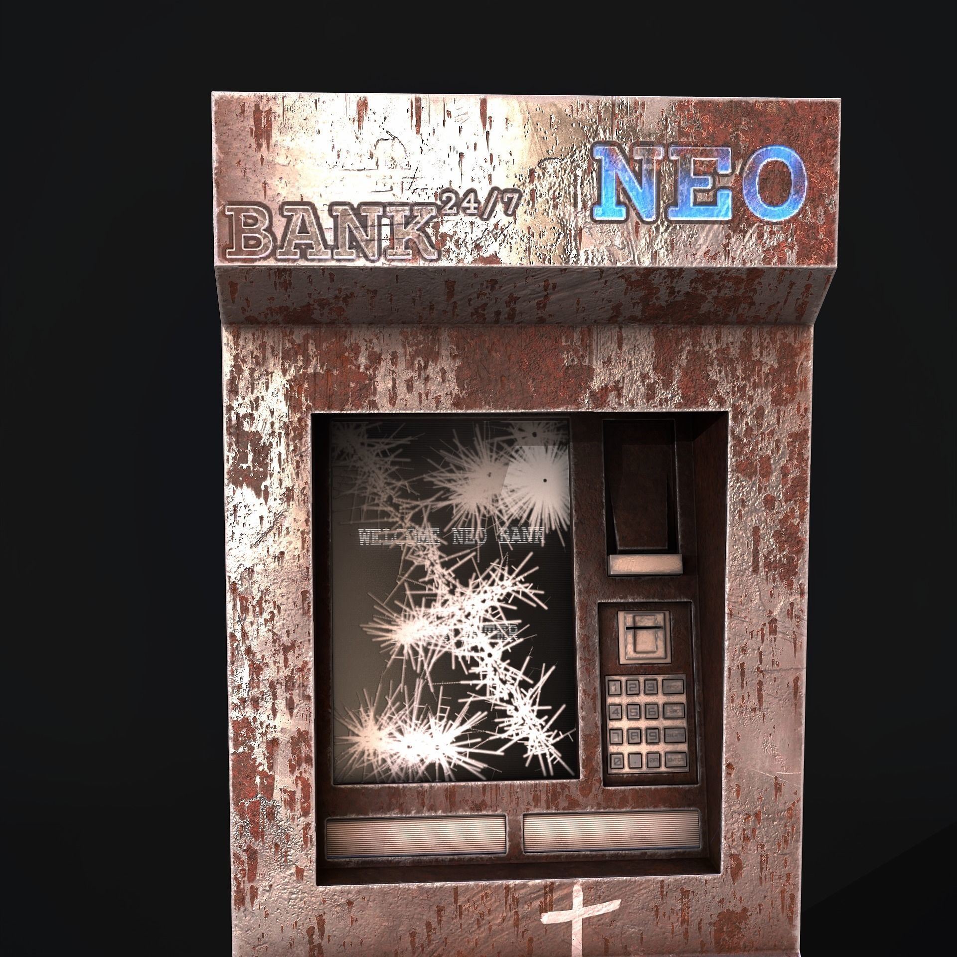rusty atm Low-poly 3D model_3