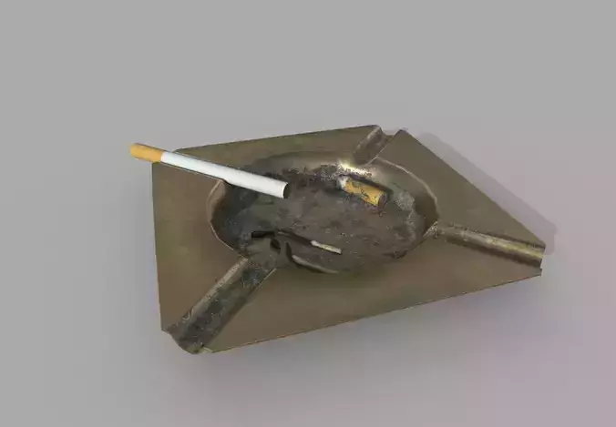 Ashtray and cigarette Low-poly 3D model
