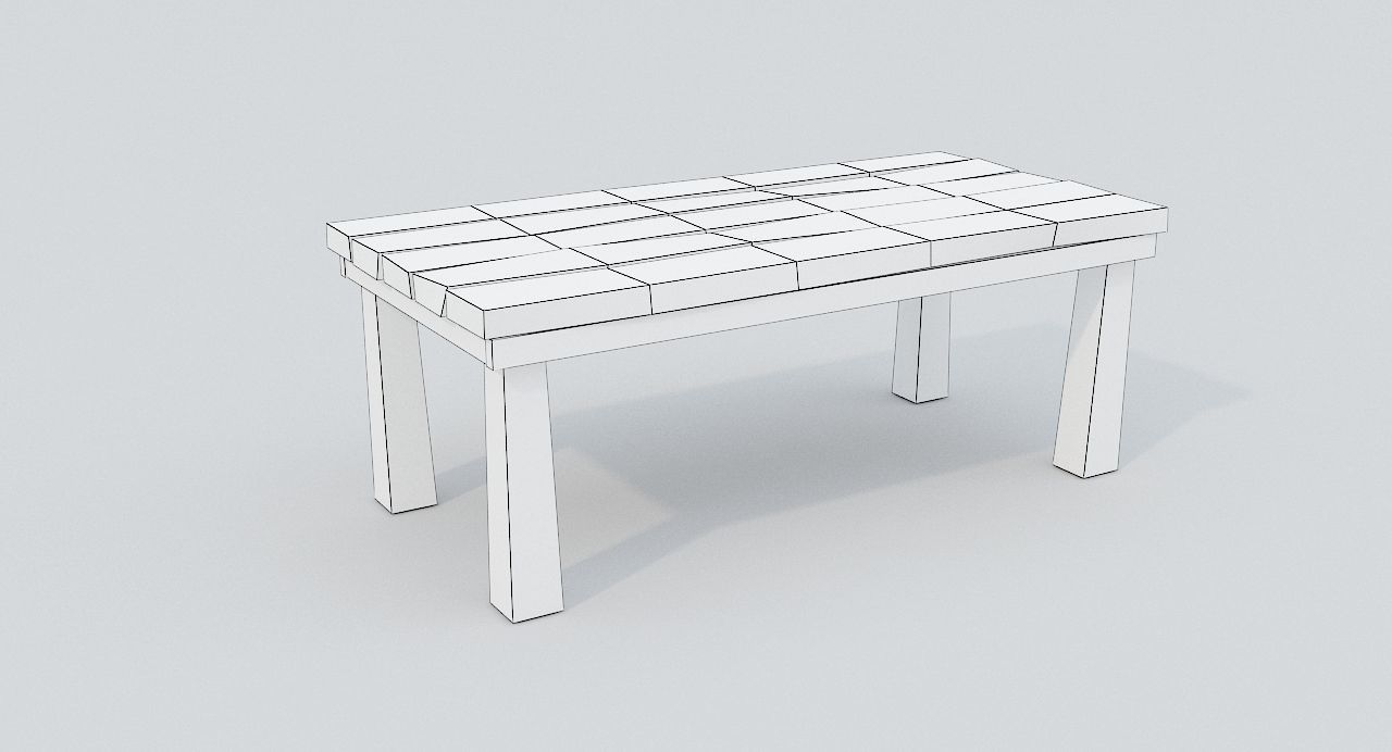 Old Stool and Table Low-poly 3D model_13