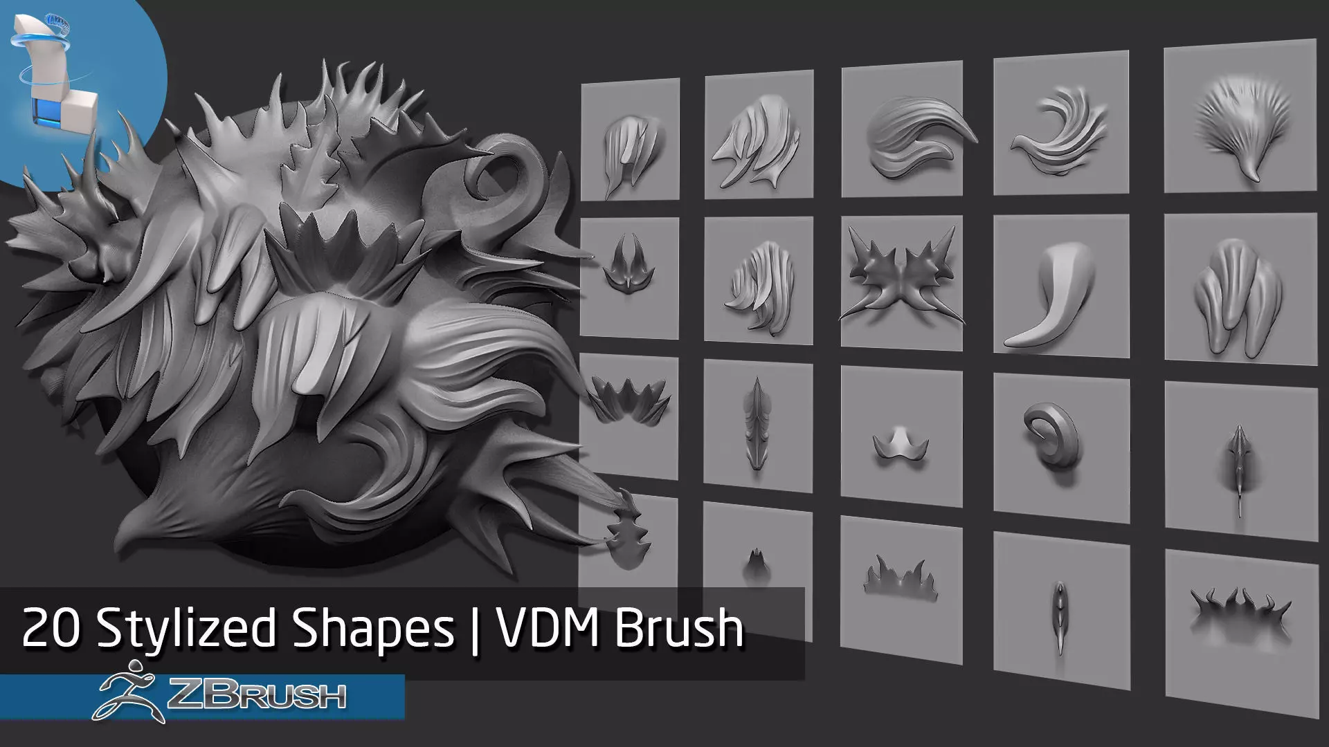 Zbrush - 20 Stylized Shapes VDM Brush 3D model_0