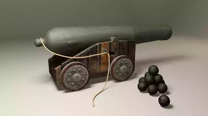 Pirate vessel cannon Low-poly 3D model