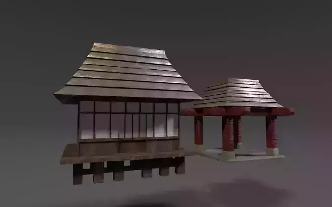 Japanese dojo Free low-poly 3D model
