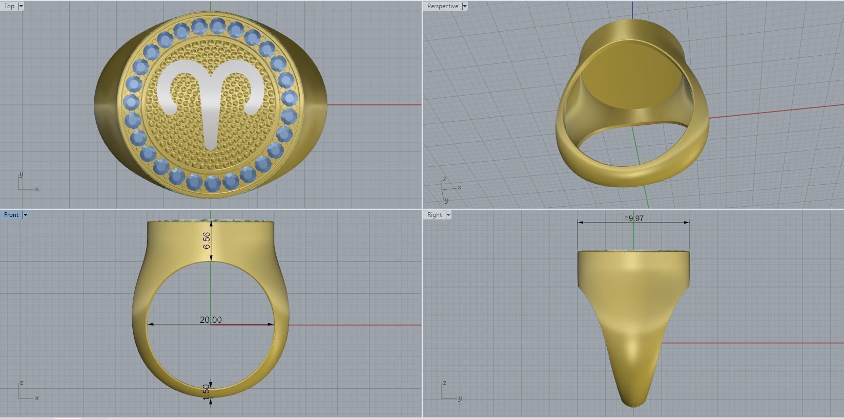 Zodiac Ring 3D print model_2
