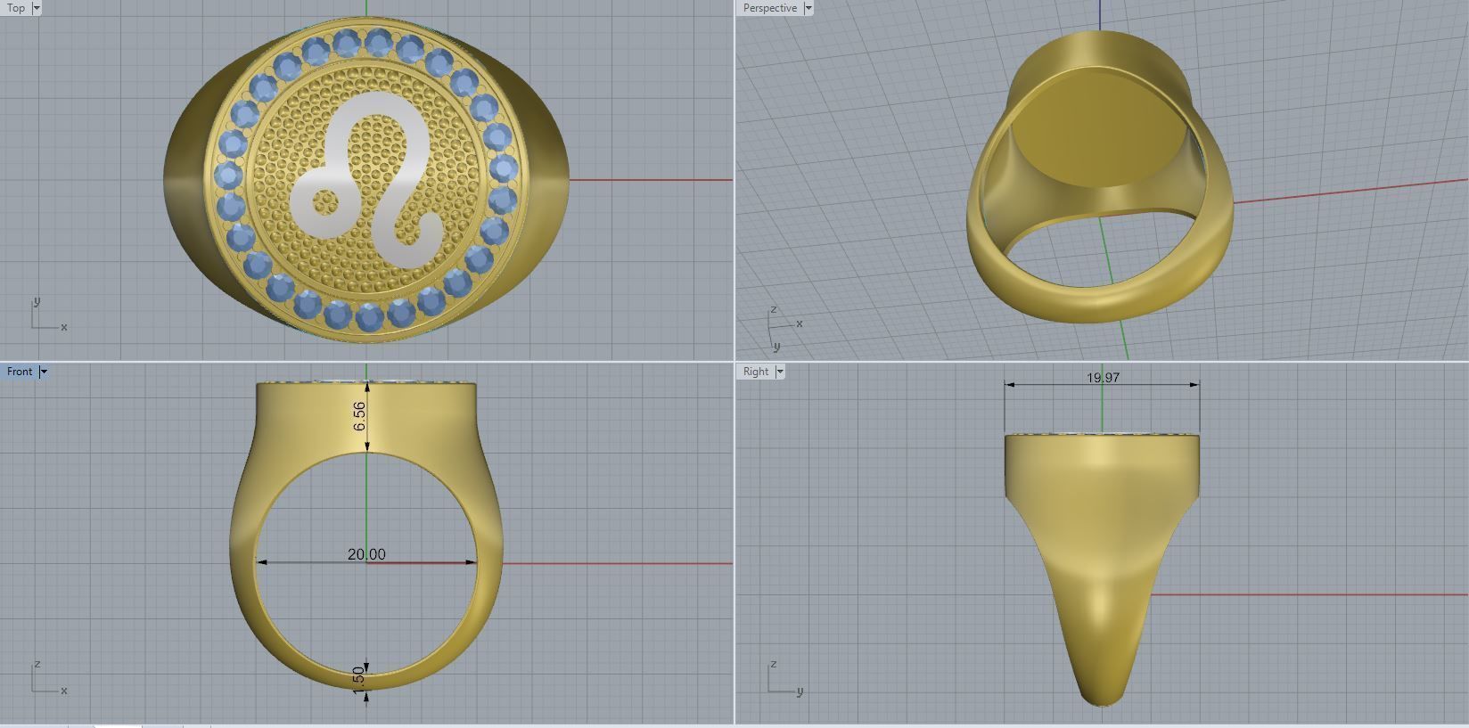 Zodiac Ring 3D print model_2