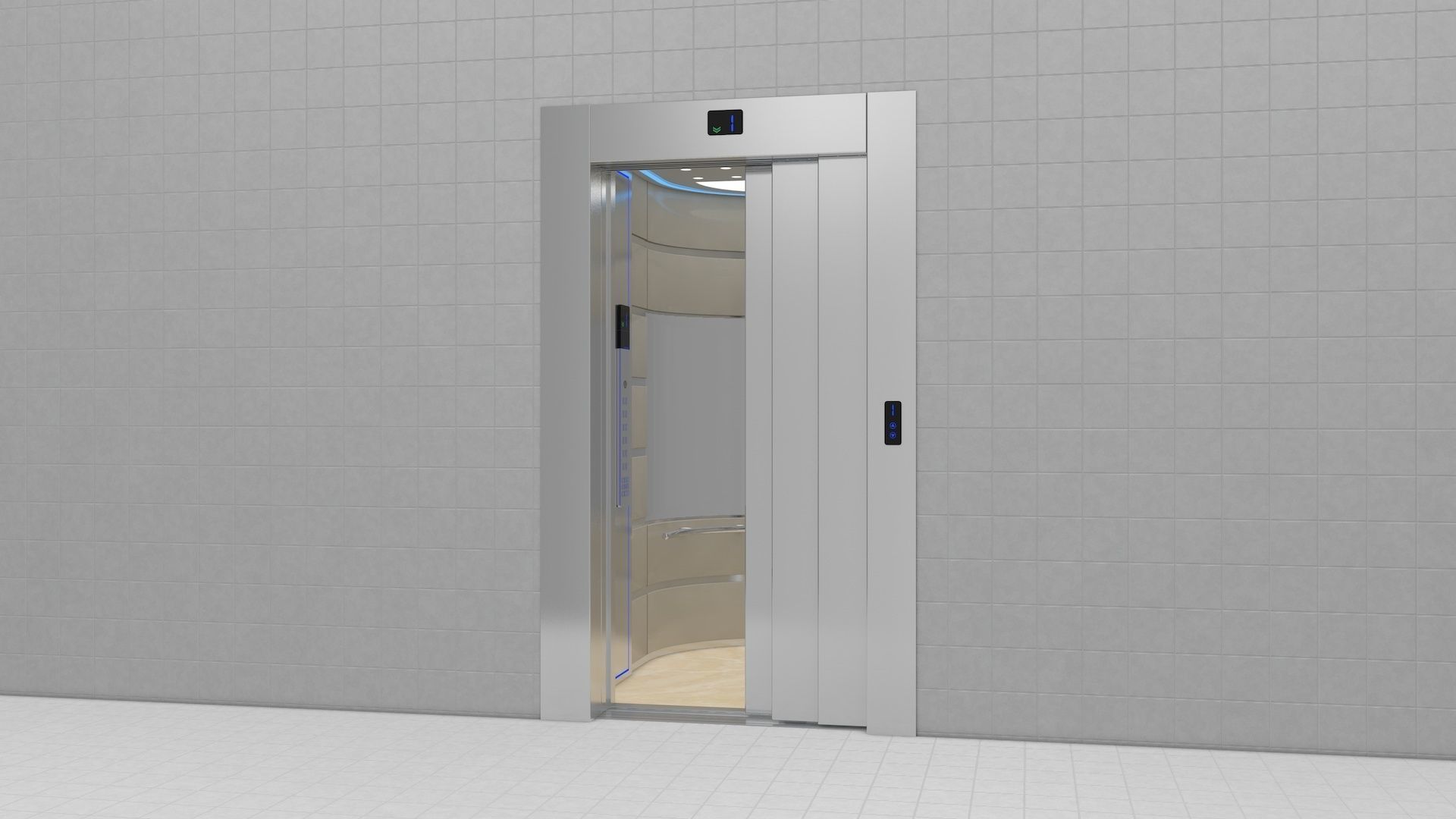 Adjustable and Rigged Elevator With Window 3D model_14