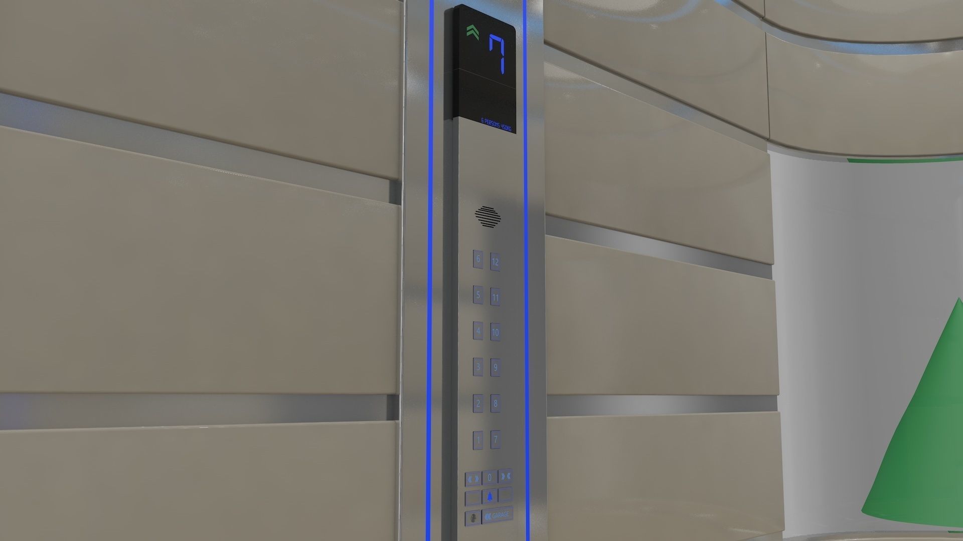 Adjustable and Rigged Elevator With Window 3D model_4