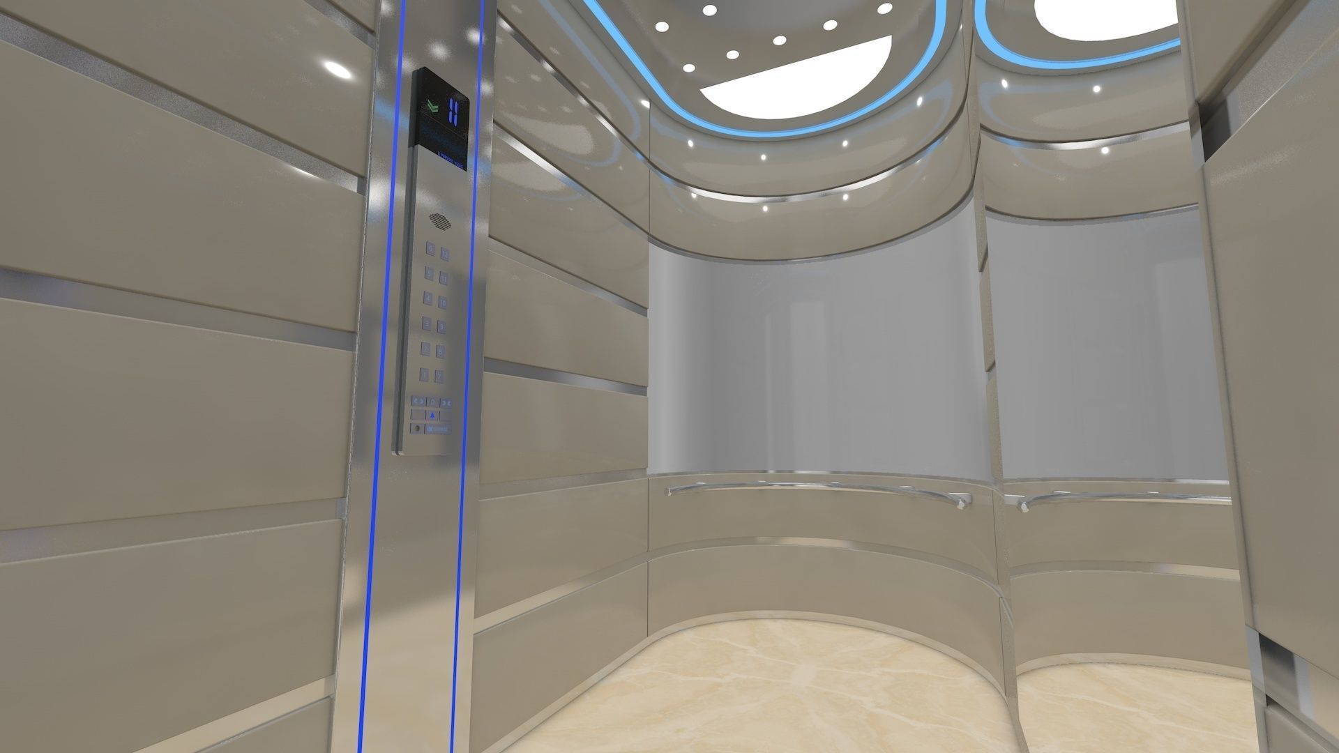 Adjustable and Rigged Elevator With Window 3D model_26