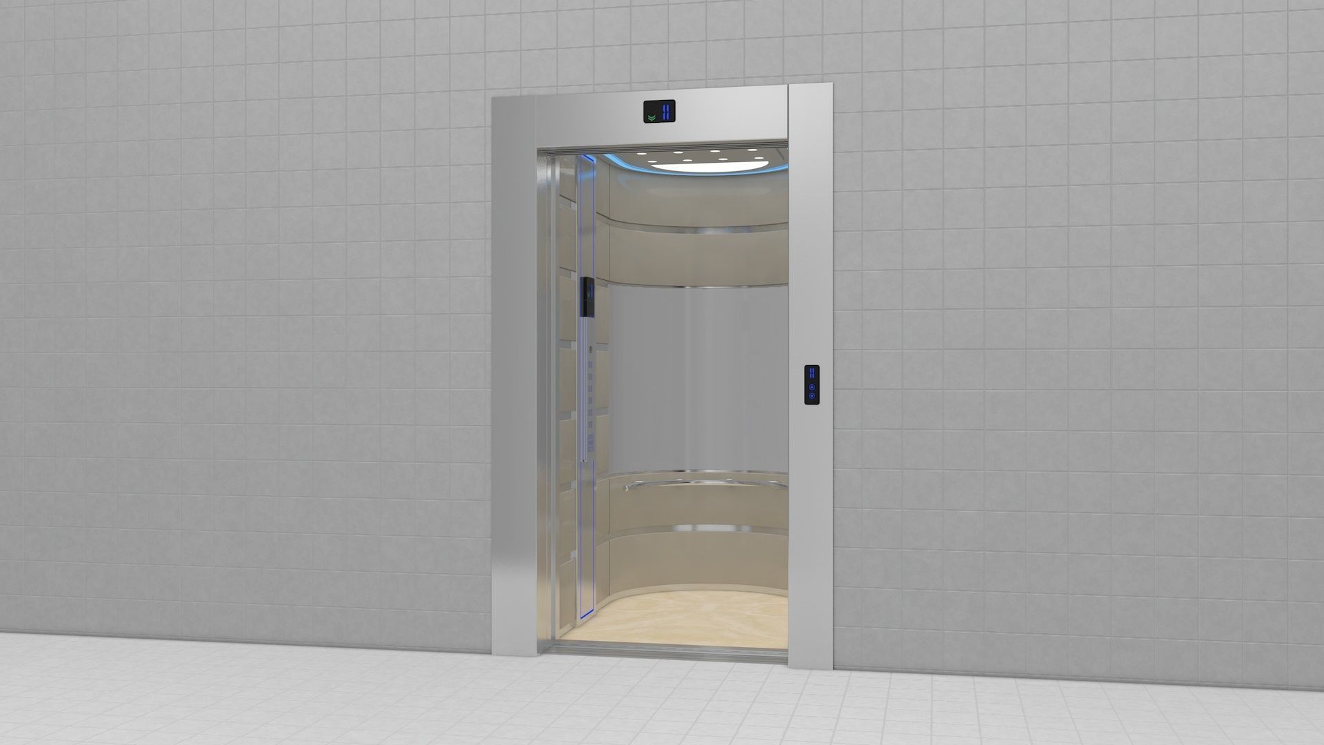 Adjustable and Rigged Elevator With Window 3D model_18