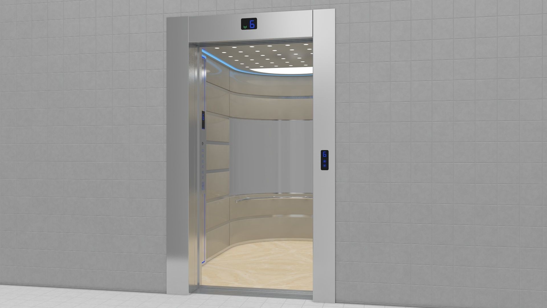 Adjustable and Rigged Elevator With Window 3D model_9