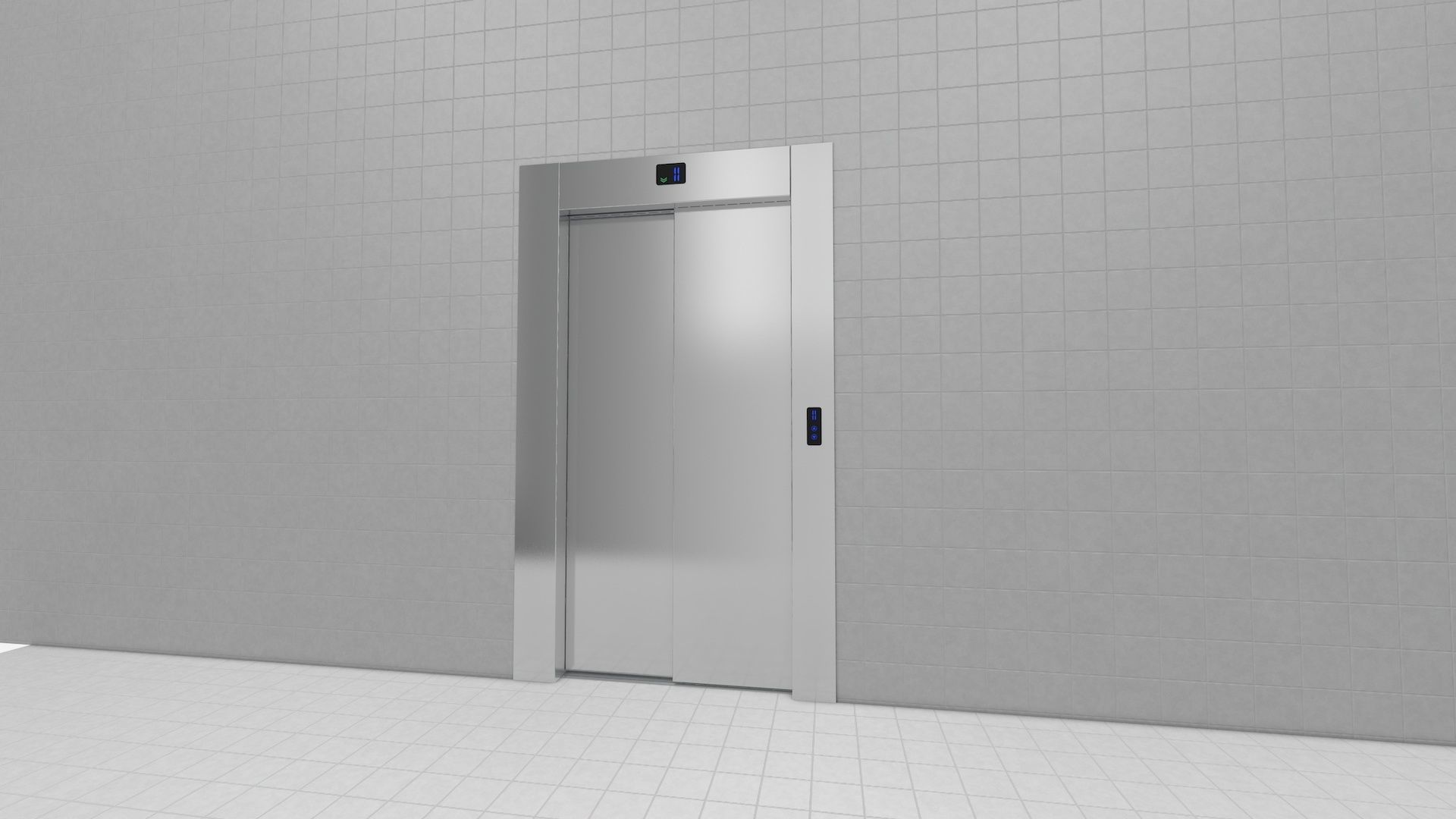 Adjustable and Rigged Elevator With Window 3D model_32