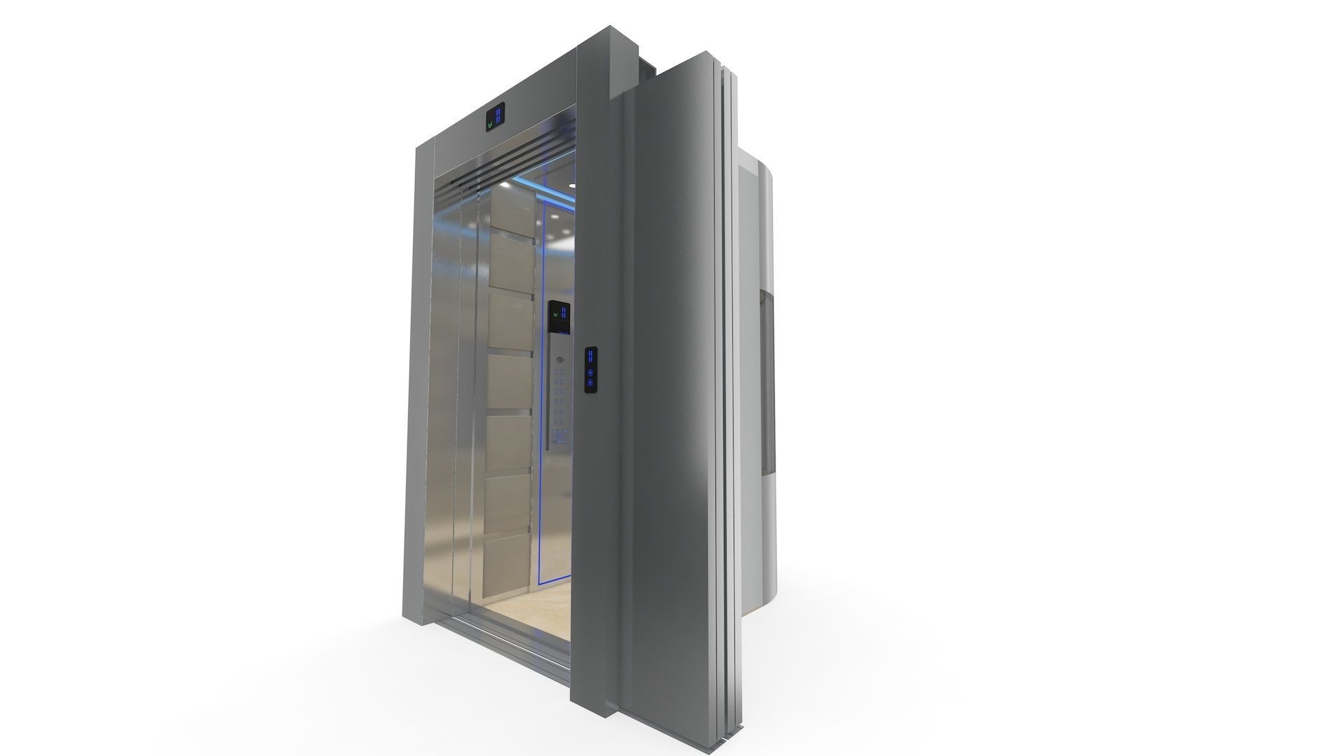 Adjustable and Rigged Elevator With Window 3D model_36