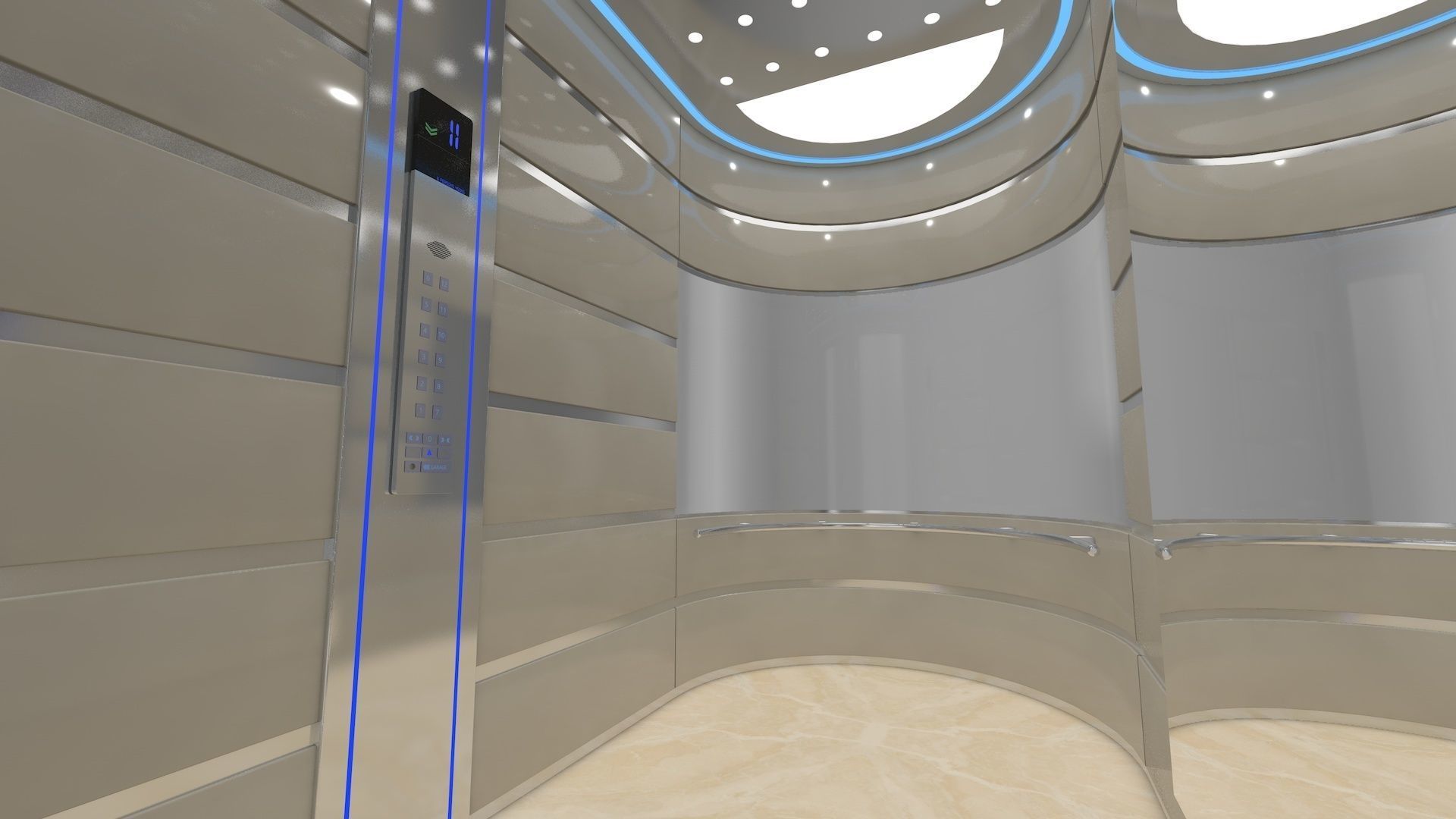 Adjustable and Rigged Elevator With Window 3D model_27