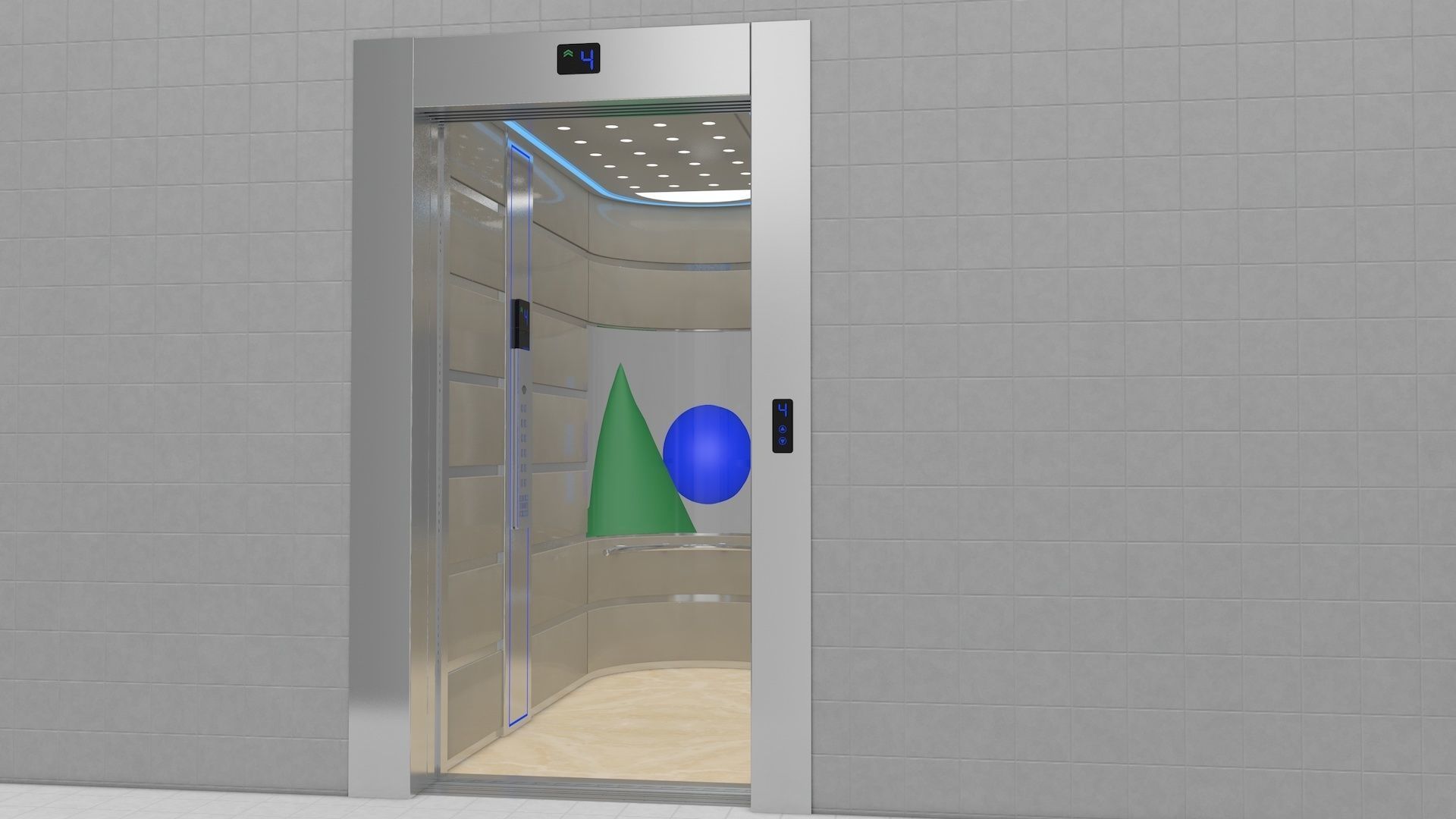 Adjustable and Rigged Elevator With Window 3D model_1