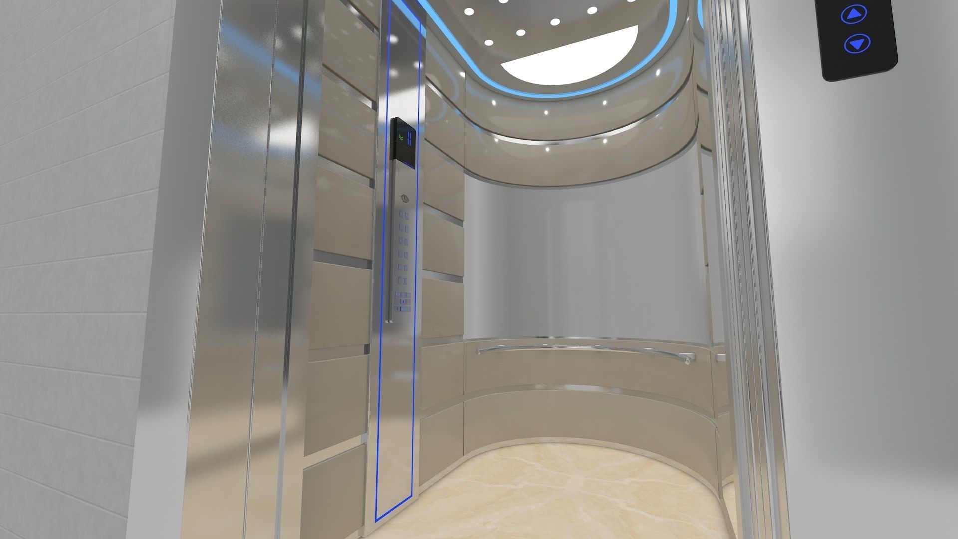 Adjustable and Rigged Elevator With Window 3D model_24