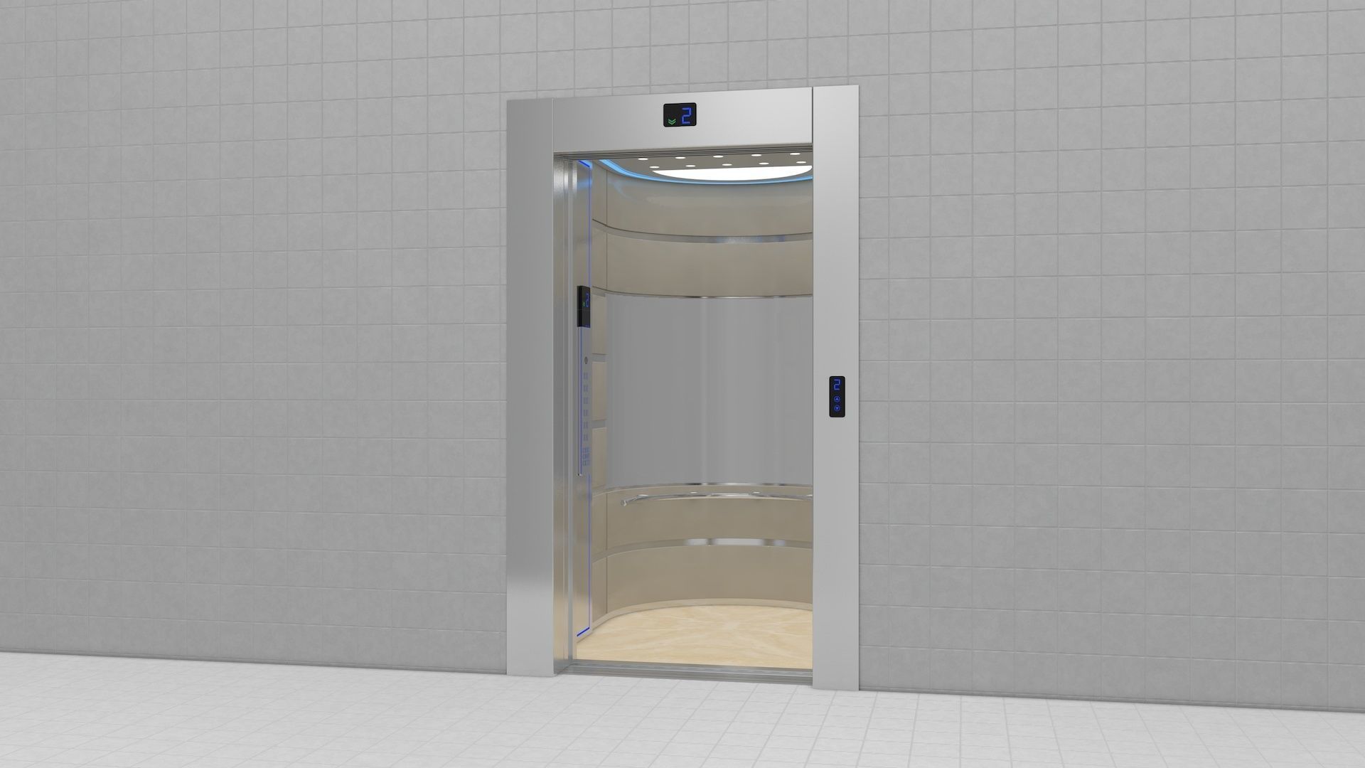 Adjustable and Rigged Elevator With Window 3D model_13