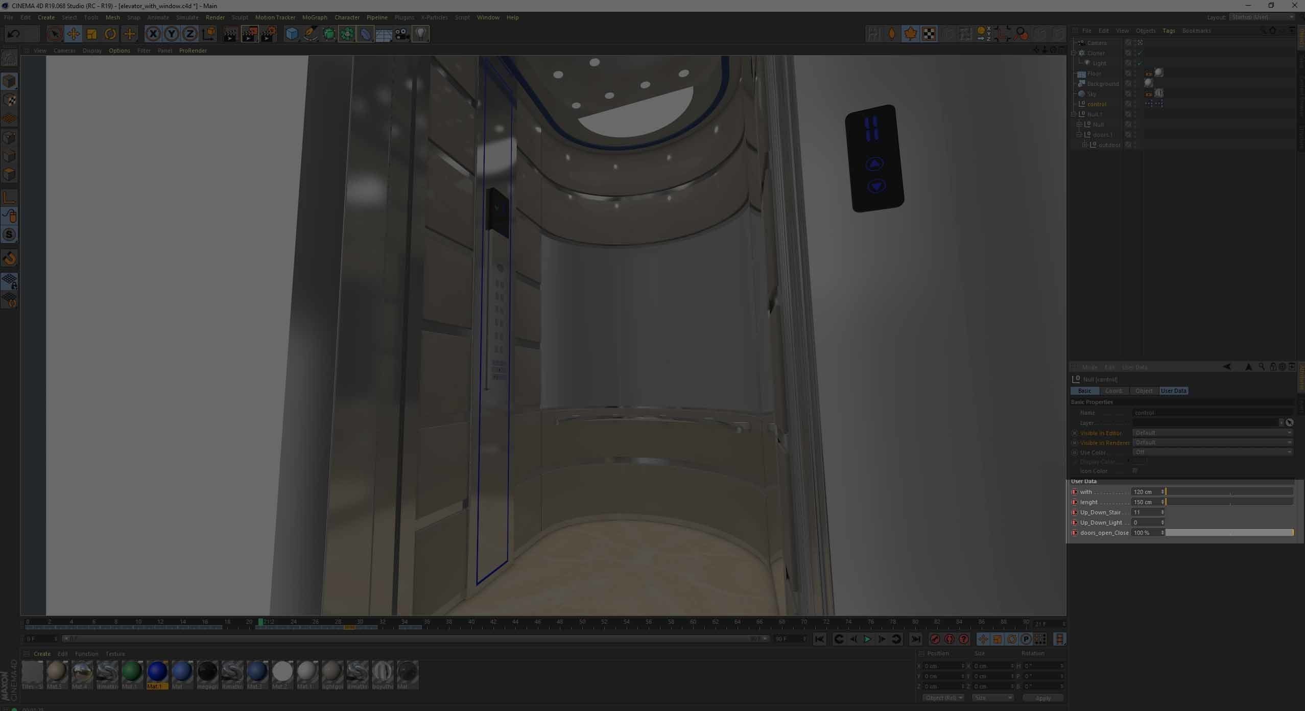 Adjustable and Rigged Elevator With Window 3D model_38