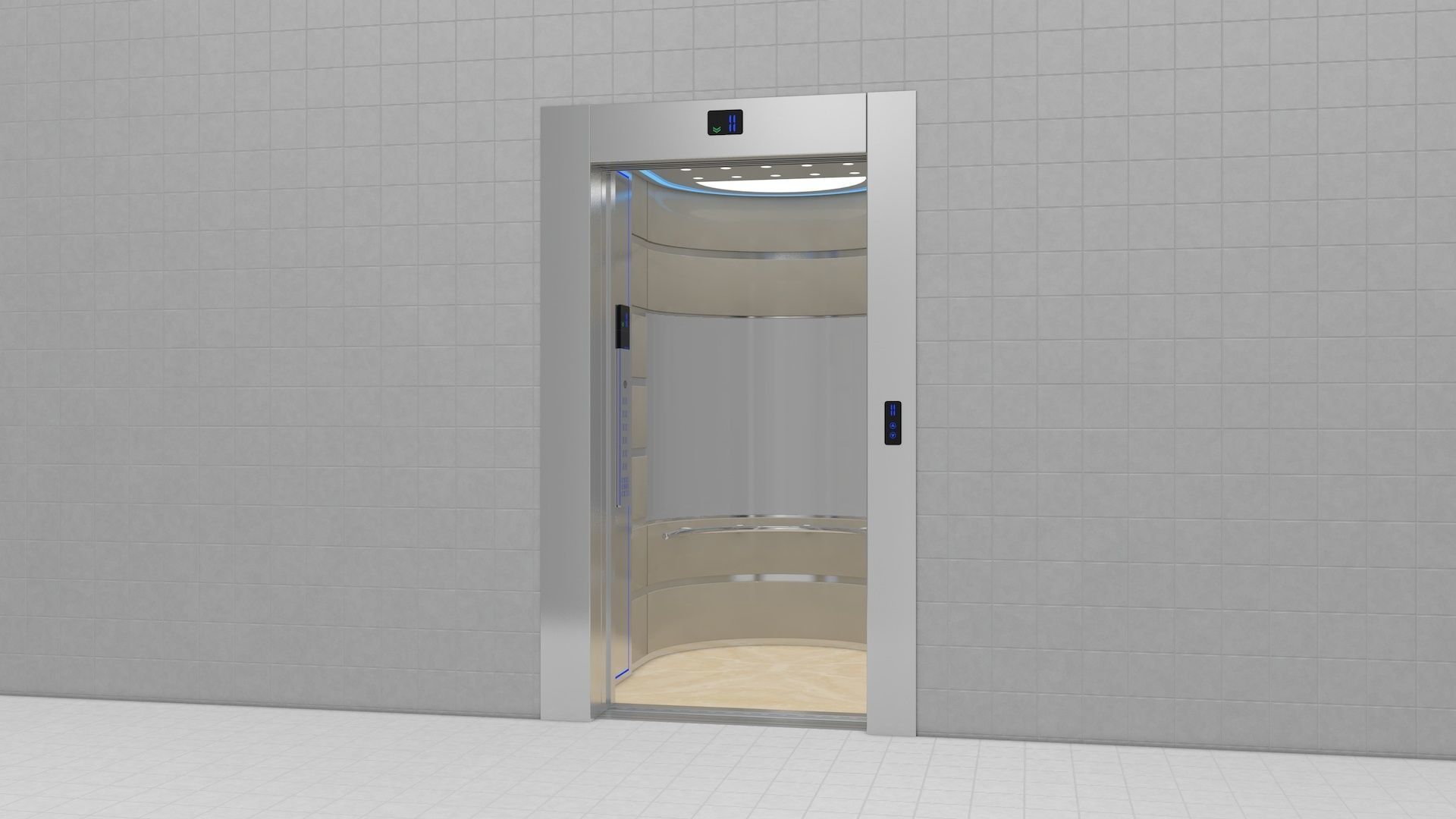 Adjustable and Rigged Elevator With Window 3D model_17