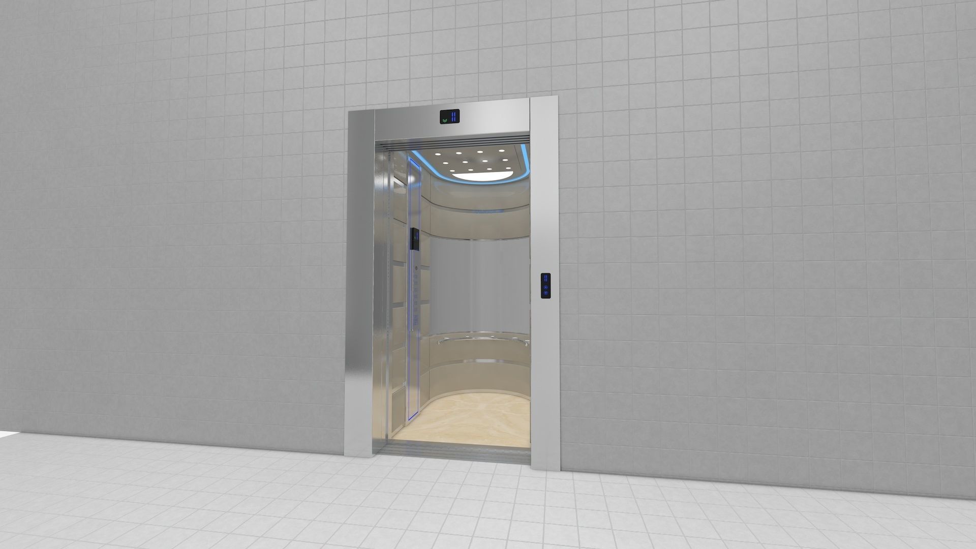 Adjustable and Rigged Elevator With Window 3D model_31
