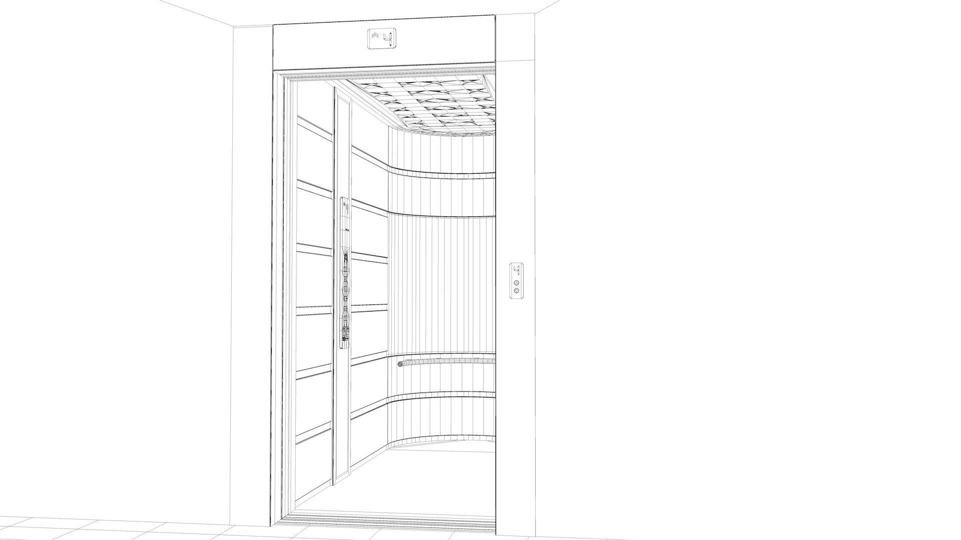 Adjustable and Rigged Elevator With Window 3D model_39