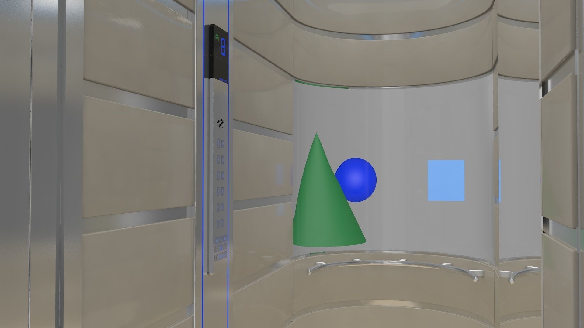 Adjustable and Rigged Elevator With Window 3D model_5