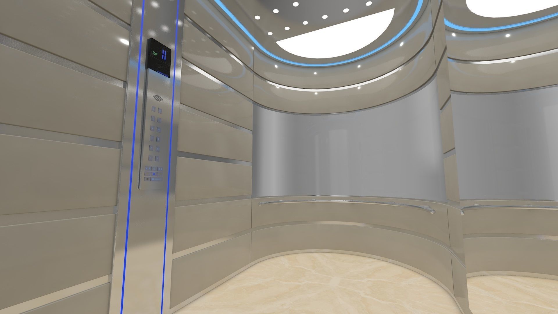 Adjustable and Rigged Elevator With Window 3D model_28