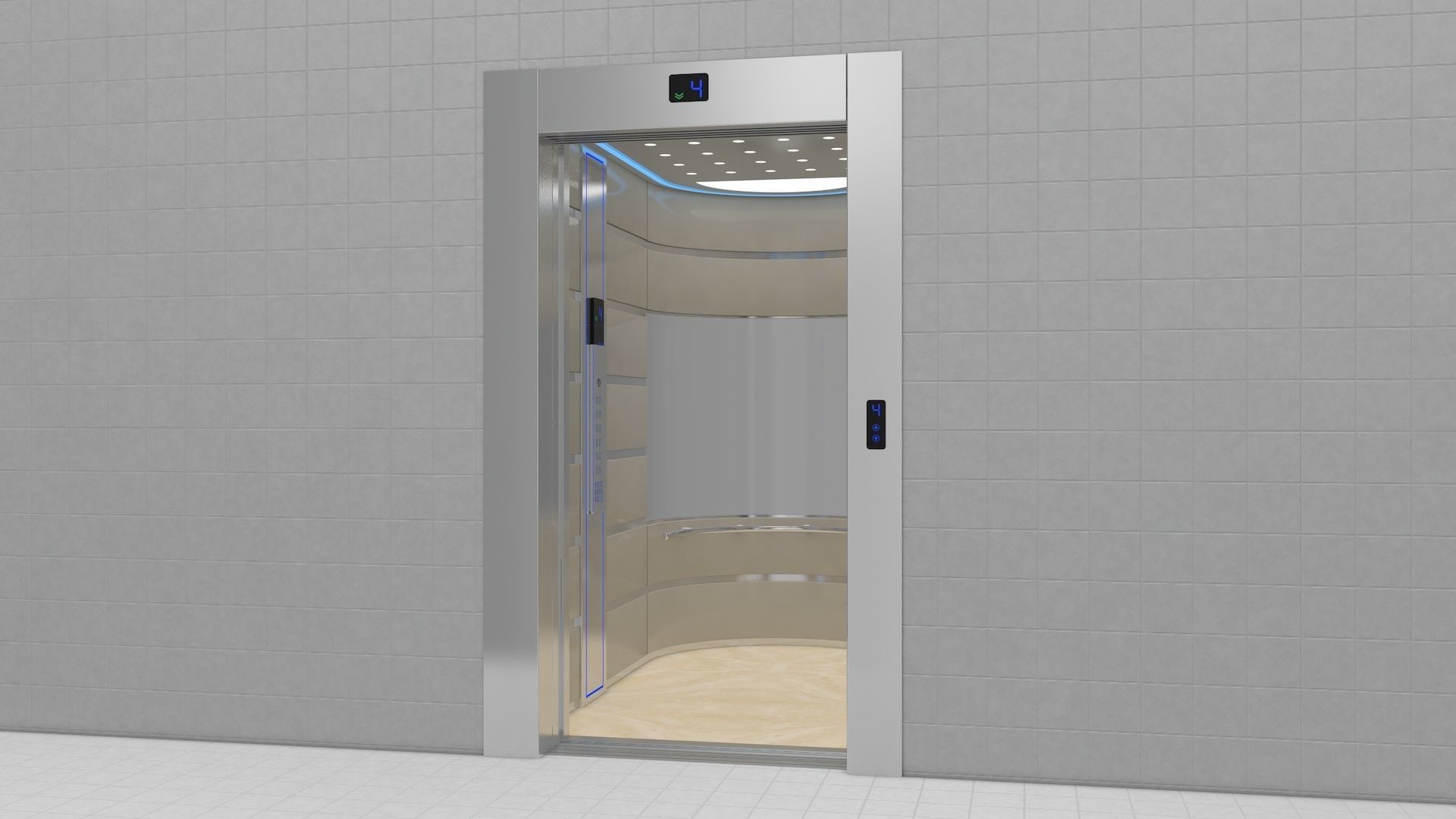 Adjustable and Rigged Elevator With Window 3D model_11