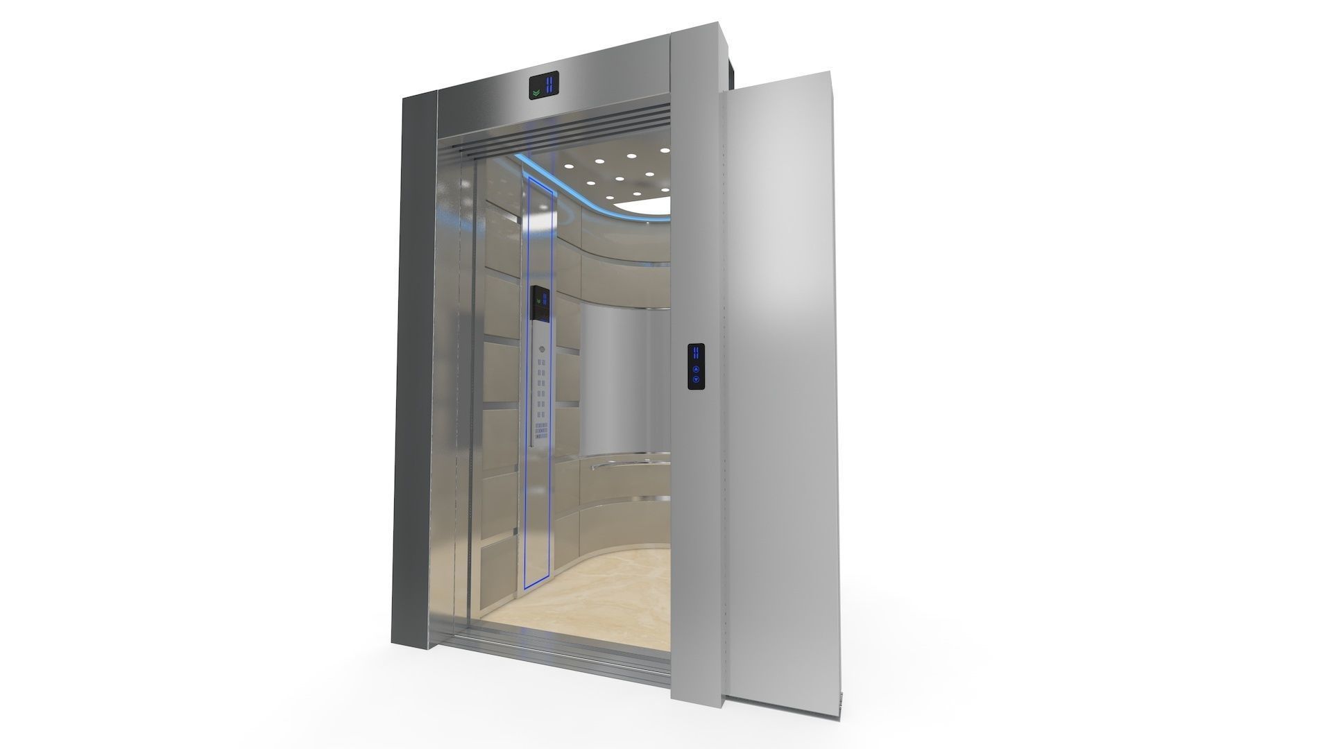 Adjustable and Rigged Elevator With Window 3D model_37