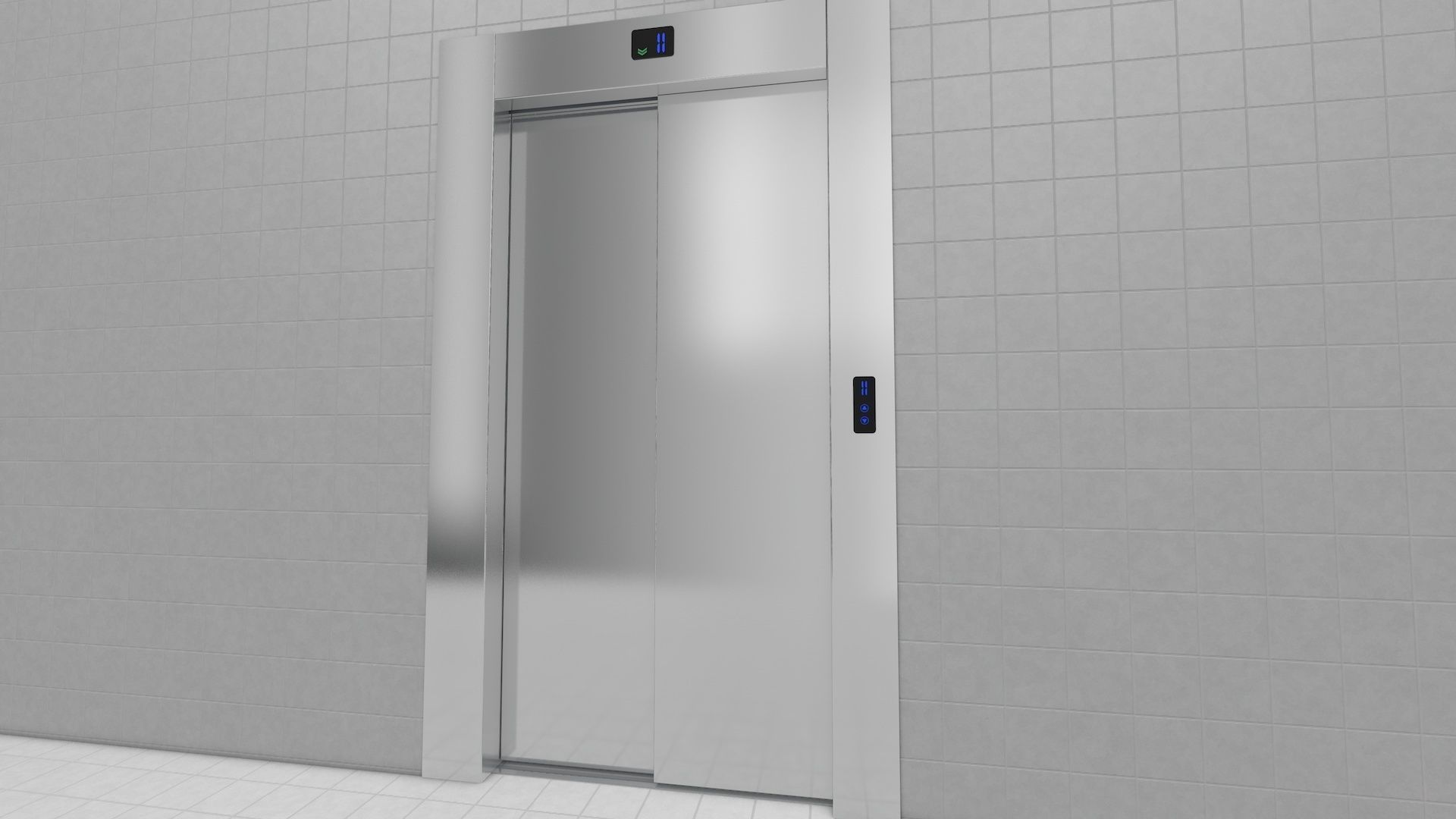 Adjustable and Rigged Elevator With Window 3D model_33