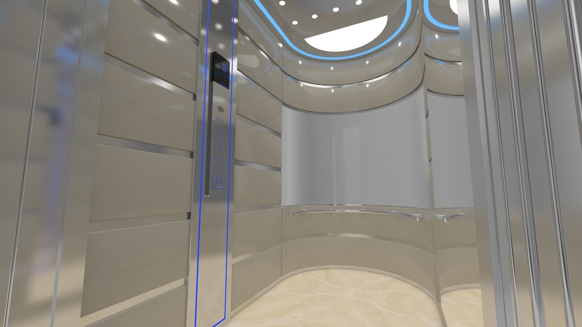 Adjustable and Rigged Elevator With Window 3D model_25