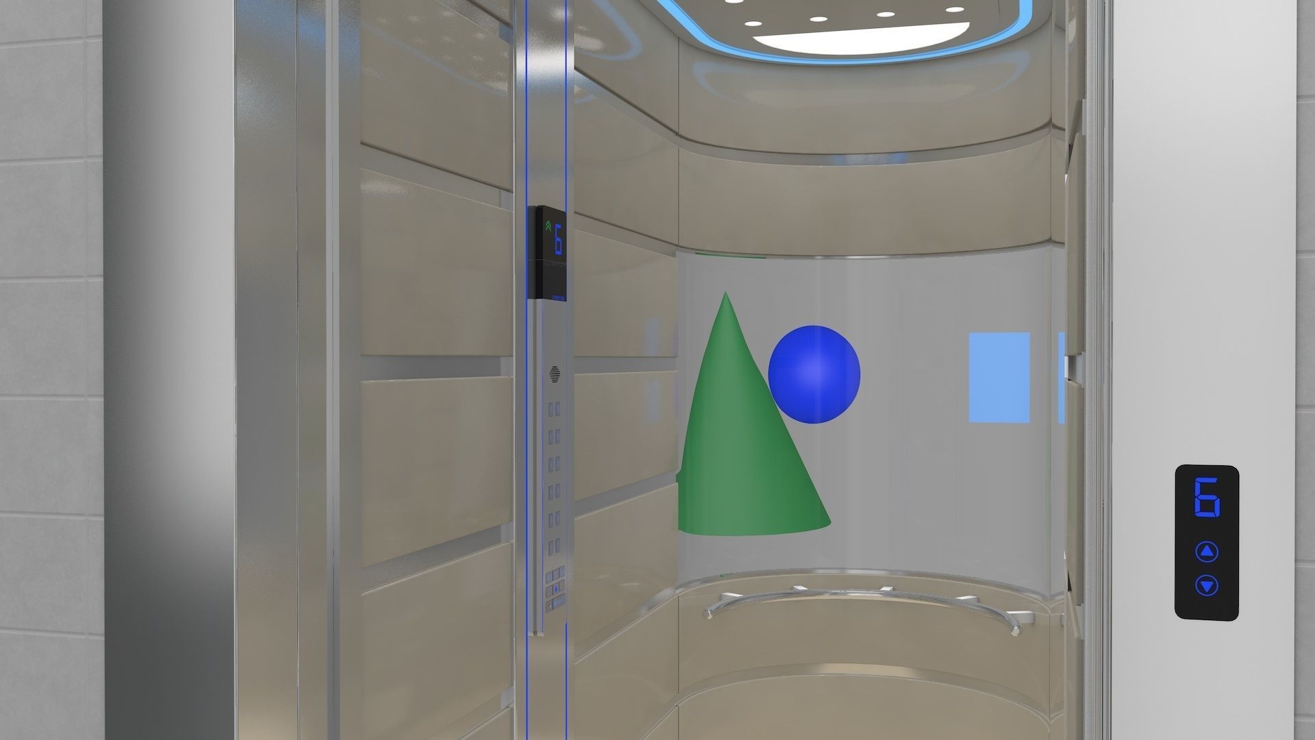 Adjustable and Rigged Elevator With Window 3D model_3