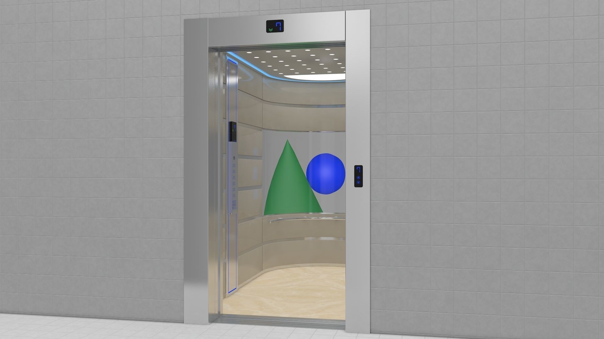 Adjustable and Rigged Elevator With Window 3D model_8