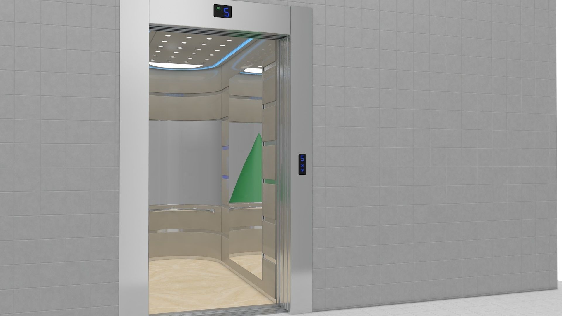 Adjustable and Rigged Elevator With Window 3D model_2