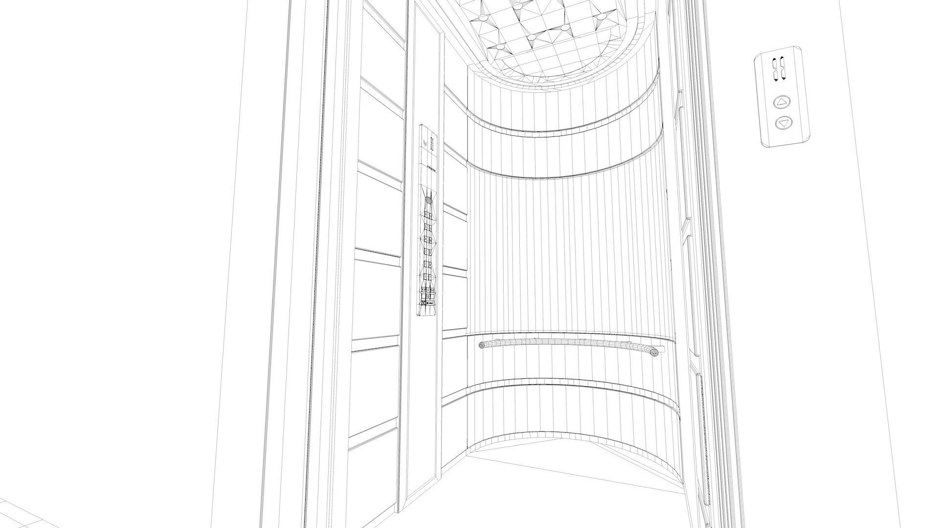 Adjustable and Rigged Elevator With Window 3D model_41