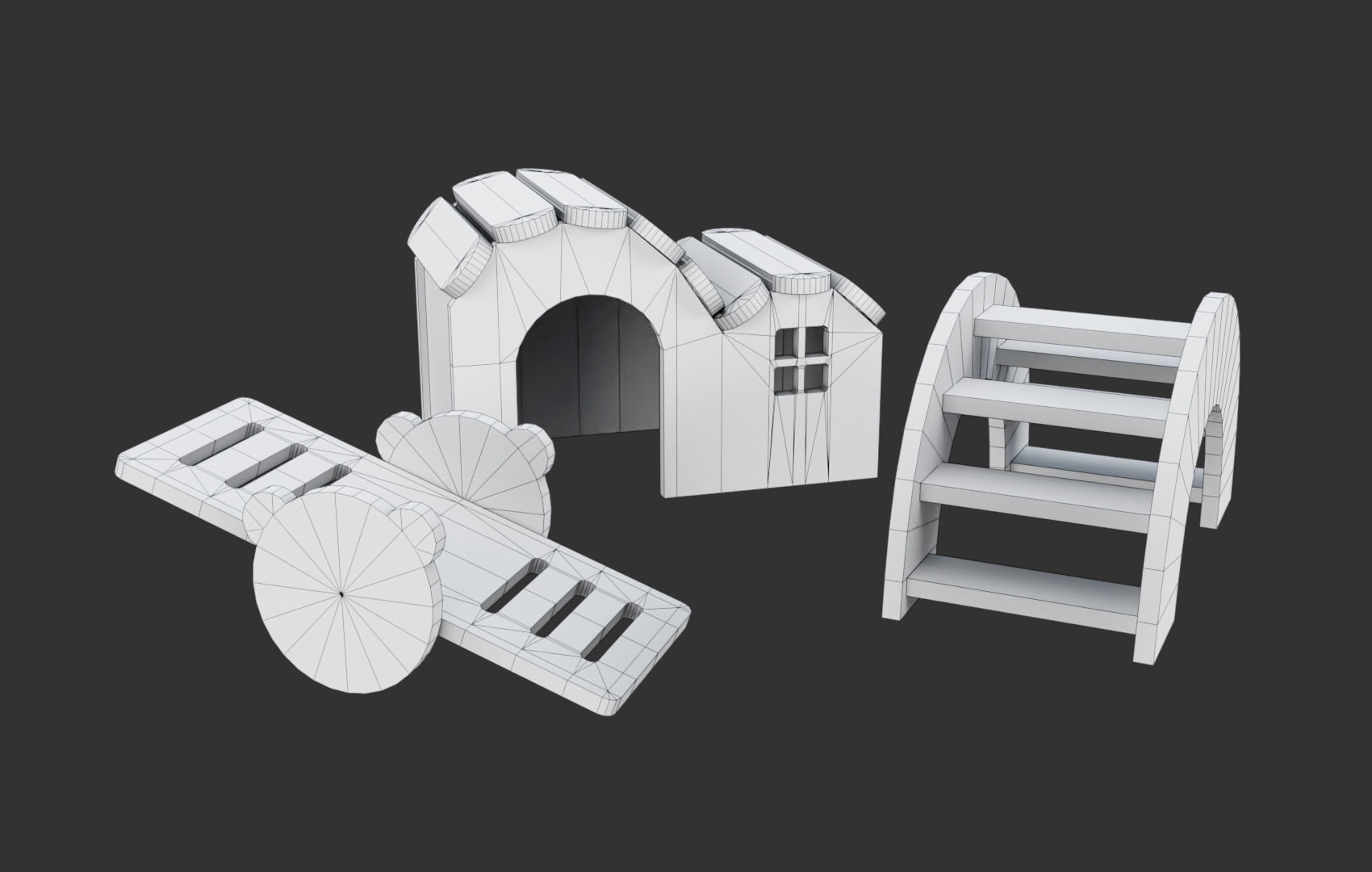 Mini House For Hamsters Low-poly 3D model_11