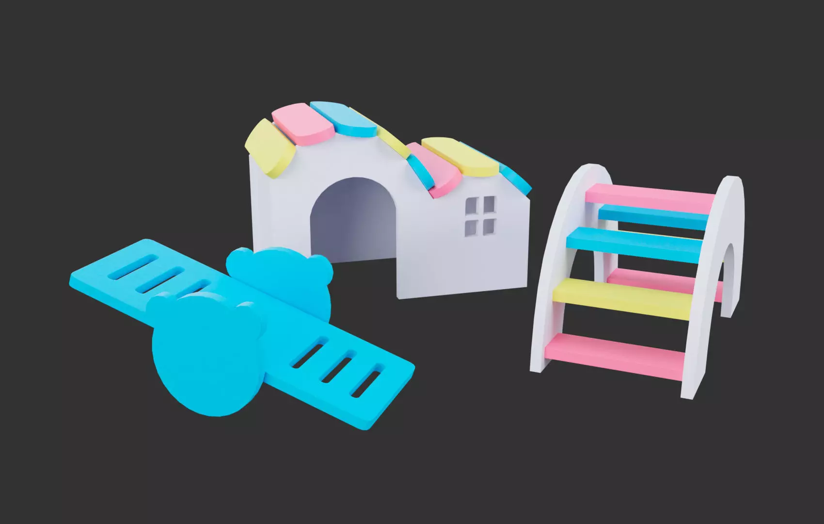 Mini House For Hamsters Low-poly 3D model_0