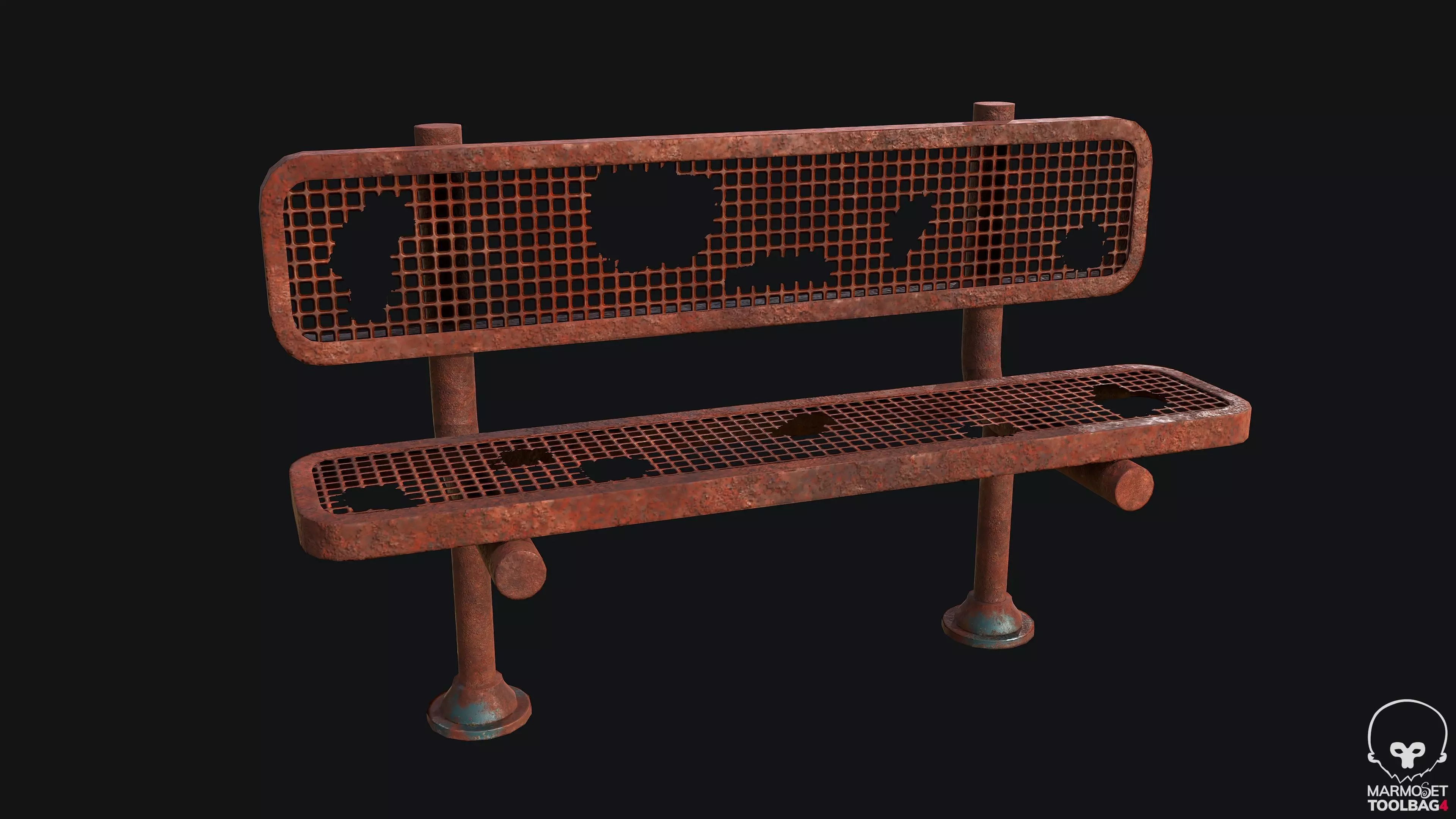 Abandoned Bench PBR Game Ready Low-poly 3D model_0