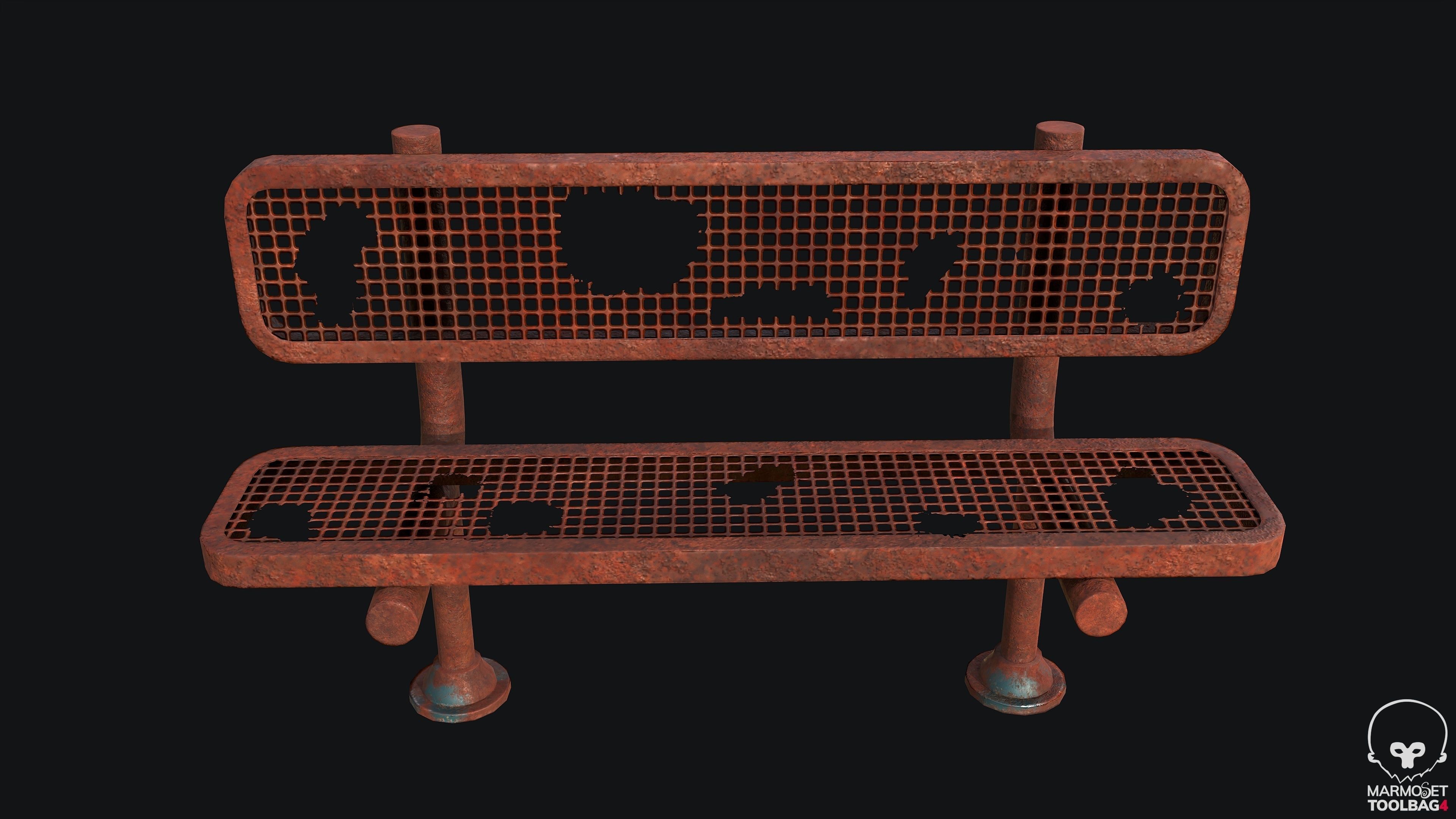 Abandoned Bench PBR Game Ready Low-poly 3D model_1