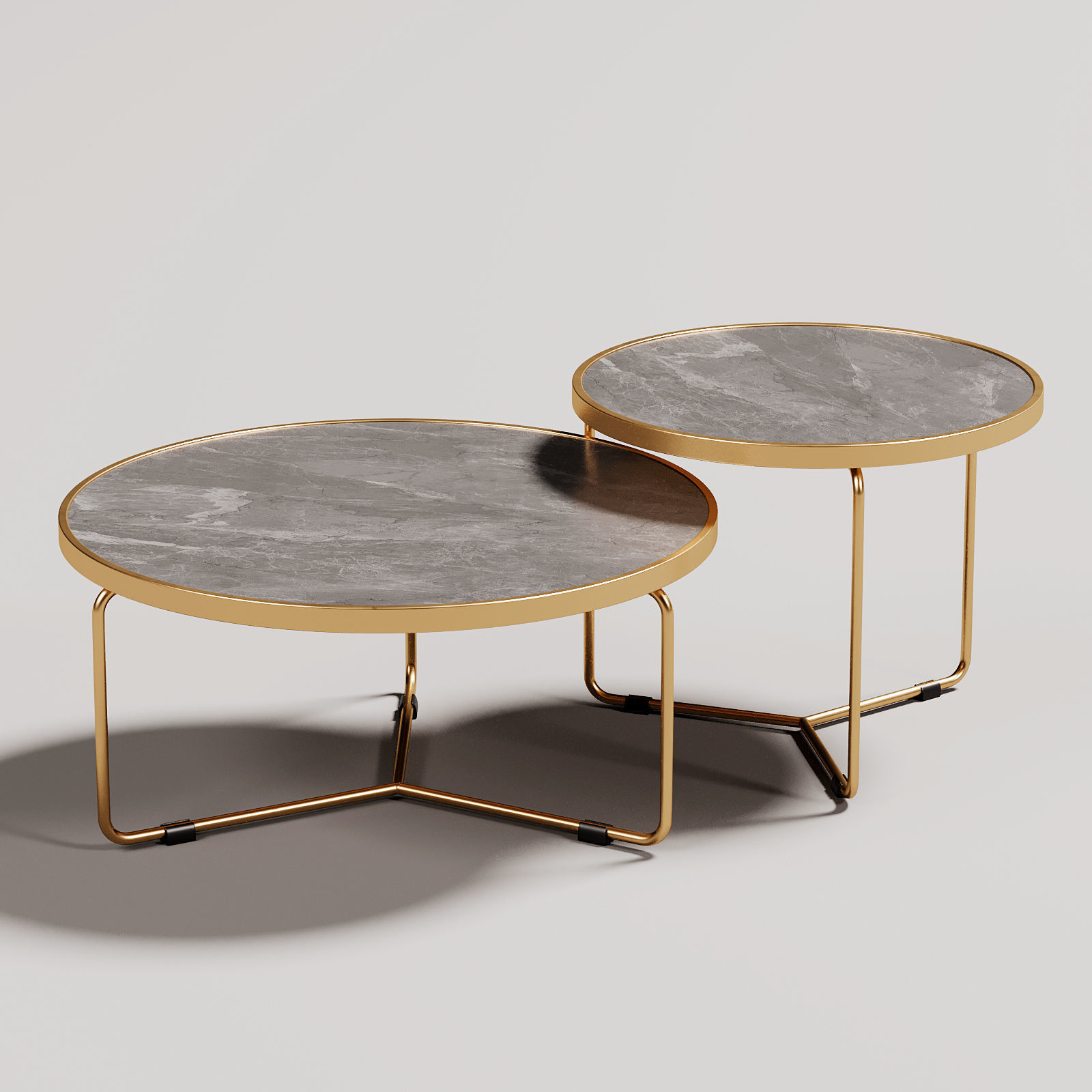 Golden Coffee Table Set 127 3D model_4