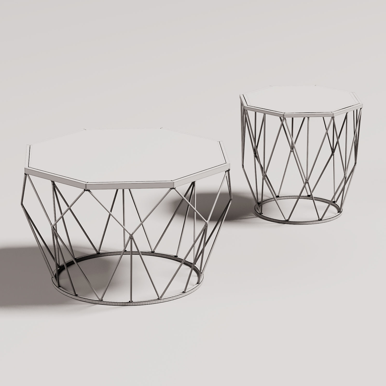 Golden Coffee Table Set 127 3D model_3