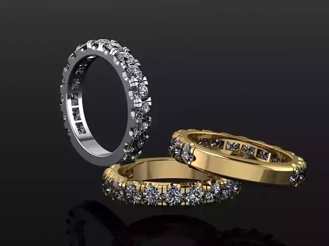 Wedding Band For Round Gems